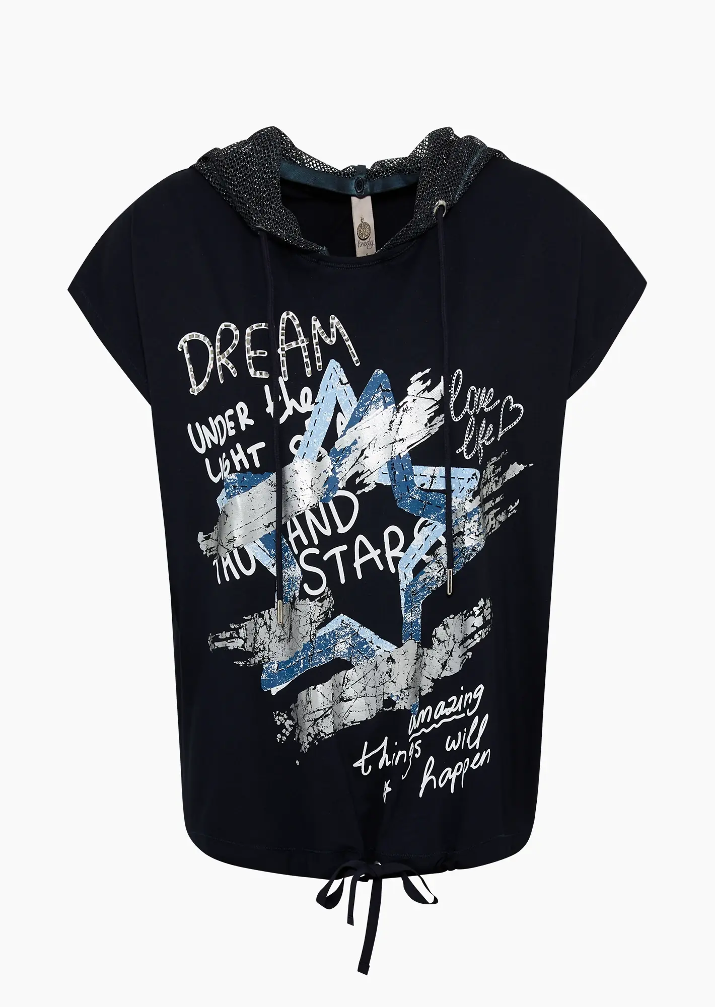 Shirt mit Lettering & metallischen Effekten, navy