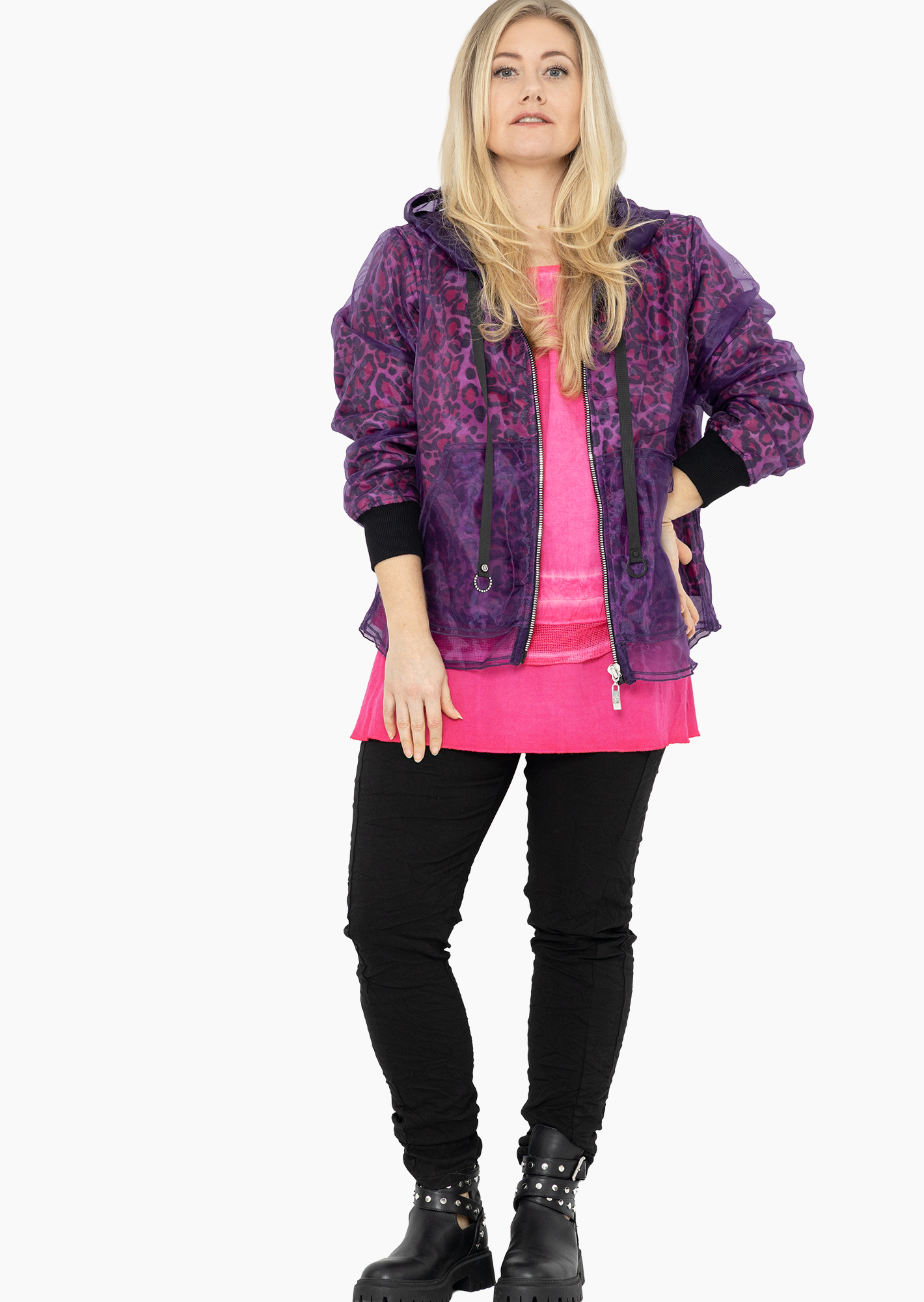 Sweatjacke mit Highlights, pink