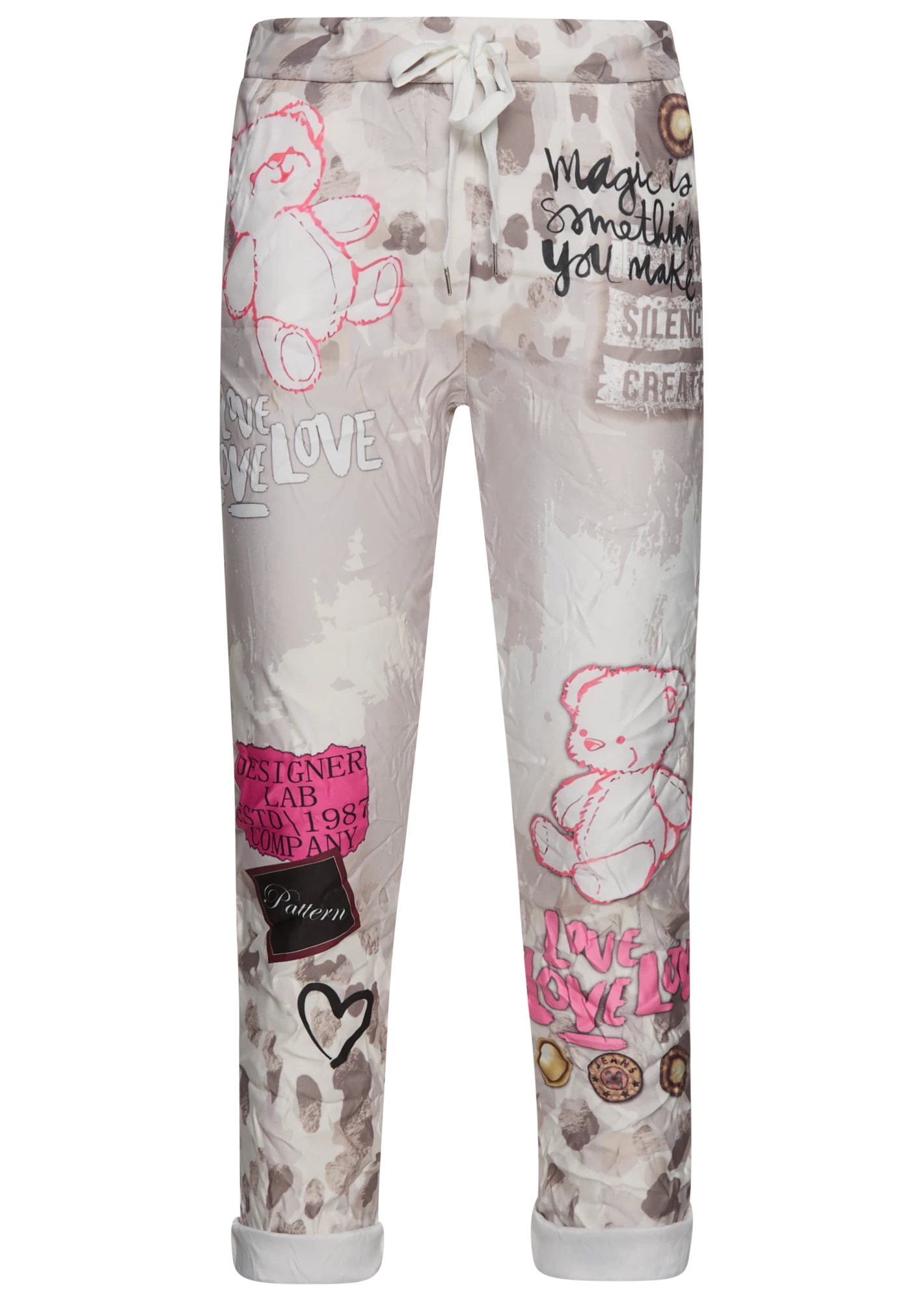 Joggpants mit detailverliebtem Print, sand