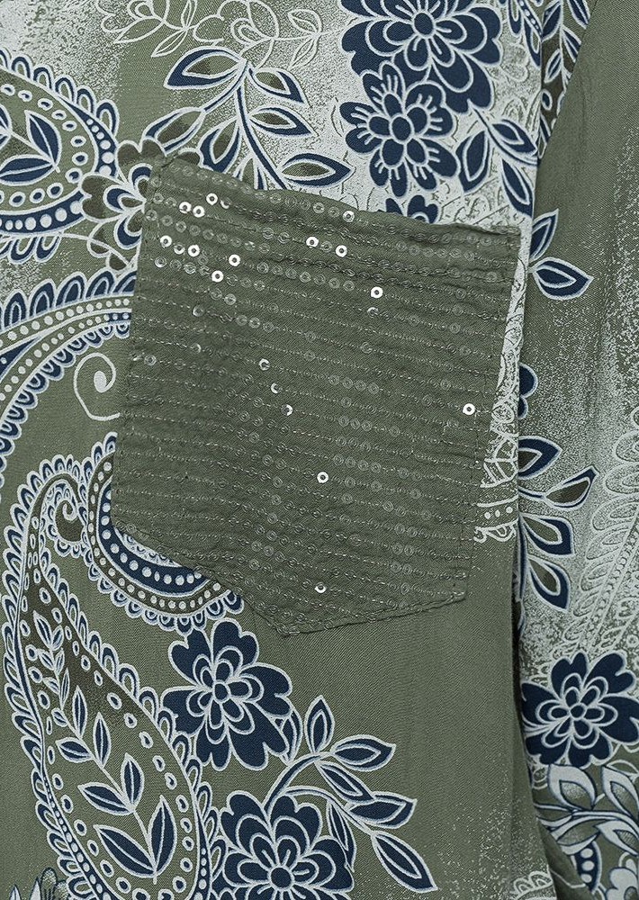 Bluse mit Pailletten, salbei
