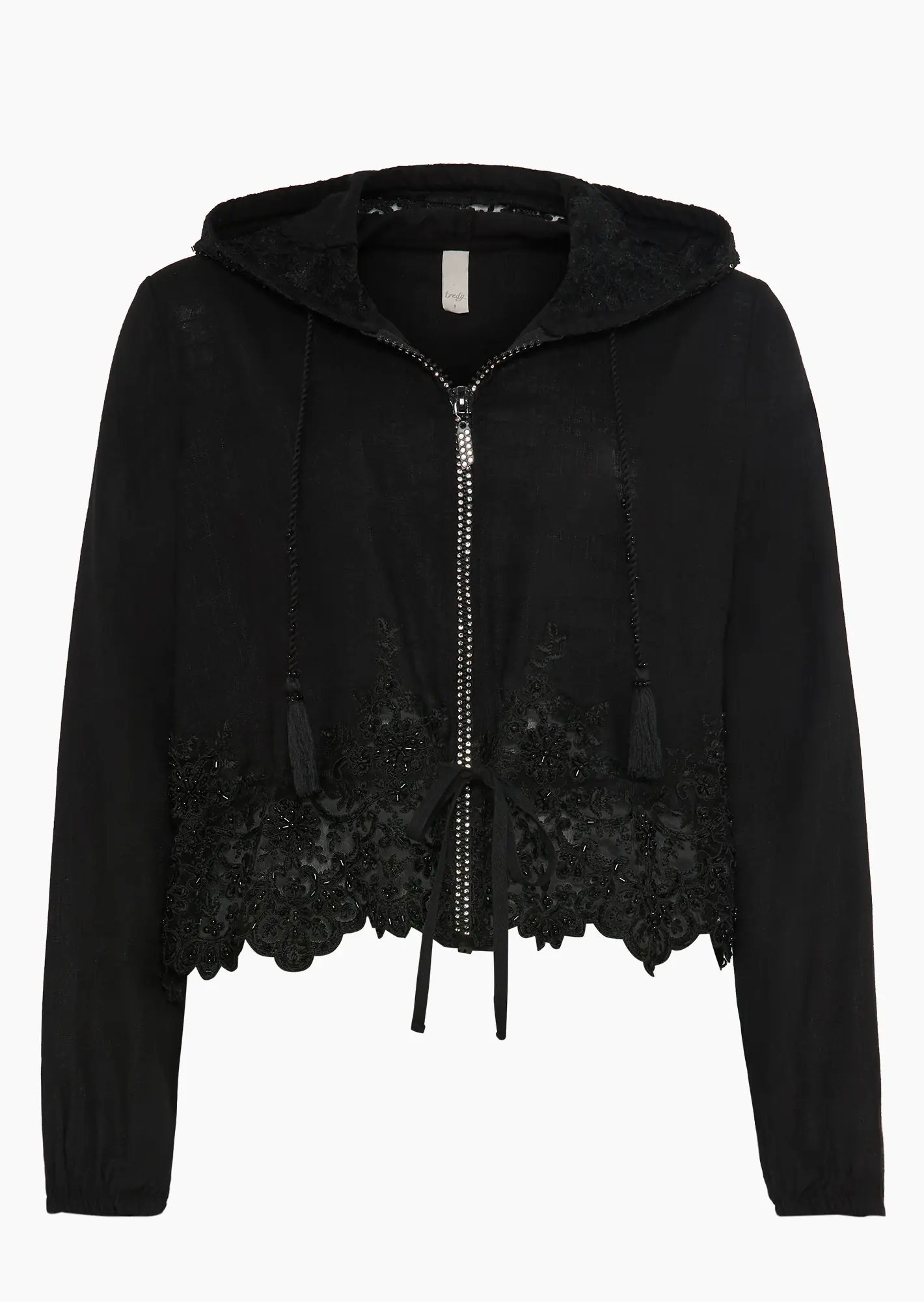 Leichte Jacke mit detailverliebten Highlights, schwarz