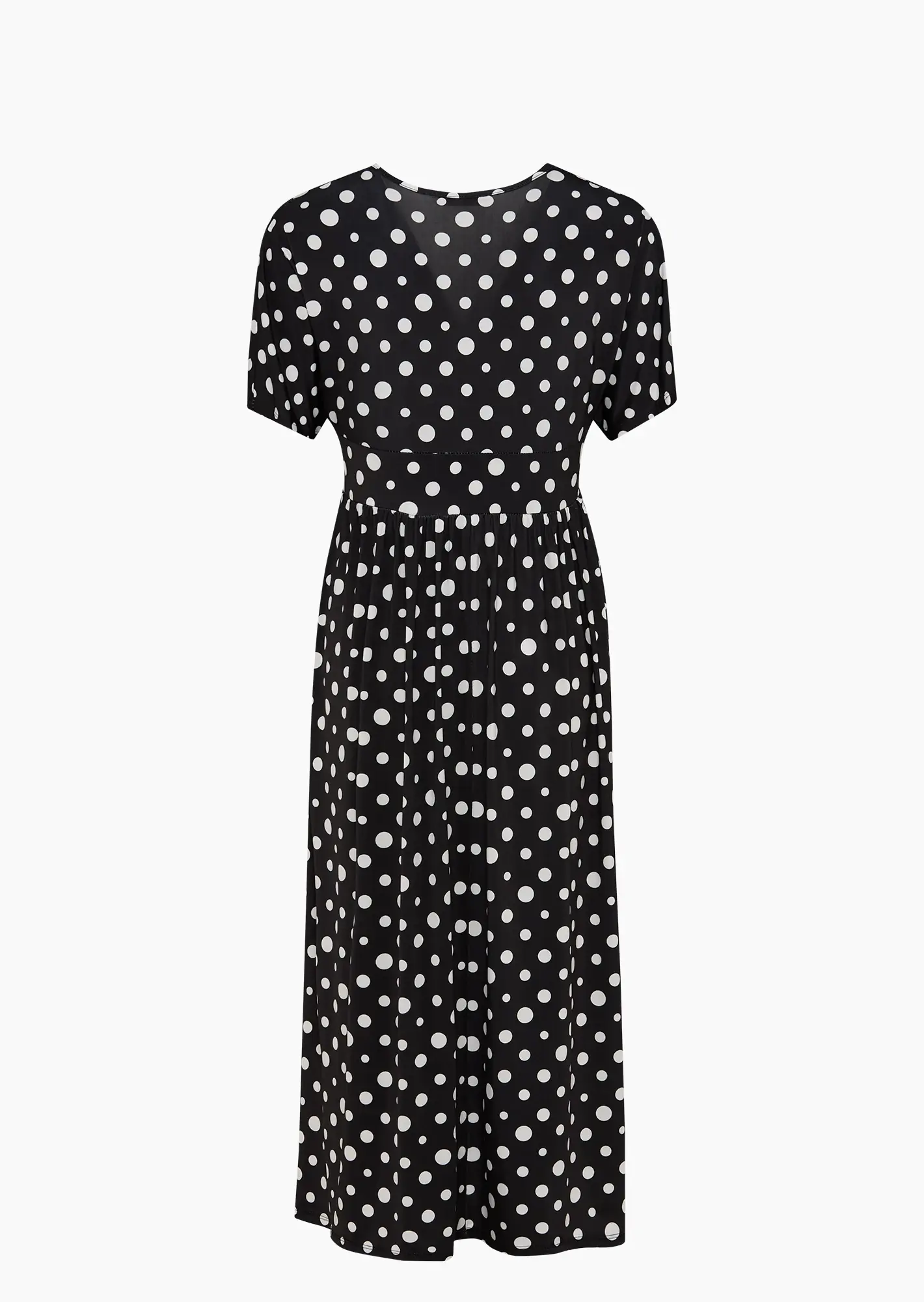 Maxi-Kleid mit Punkten, schwarz-weiß