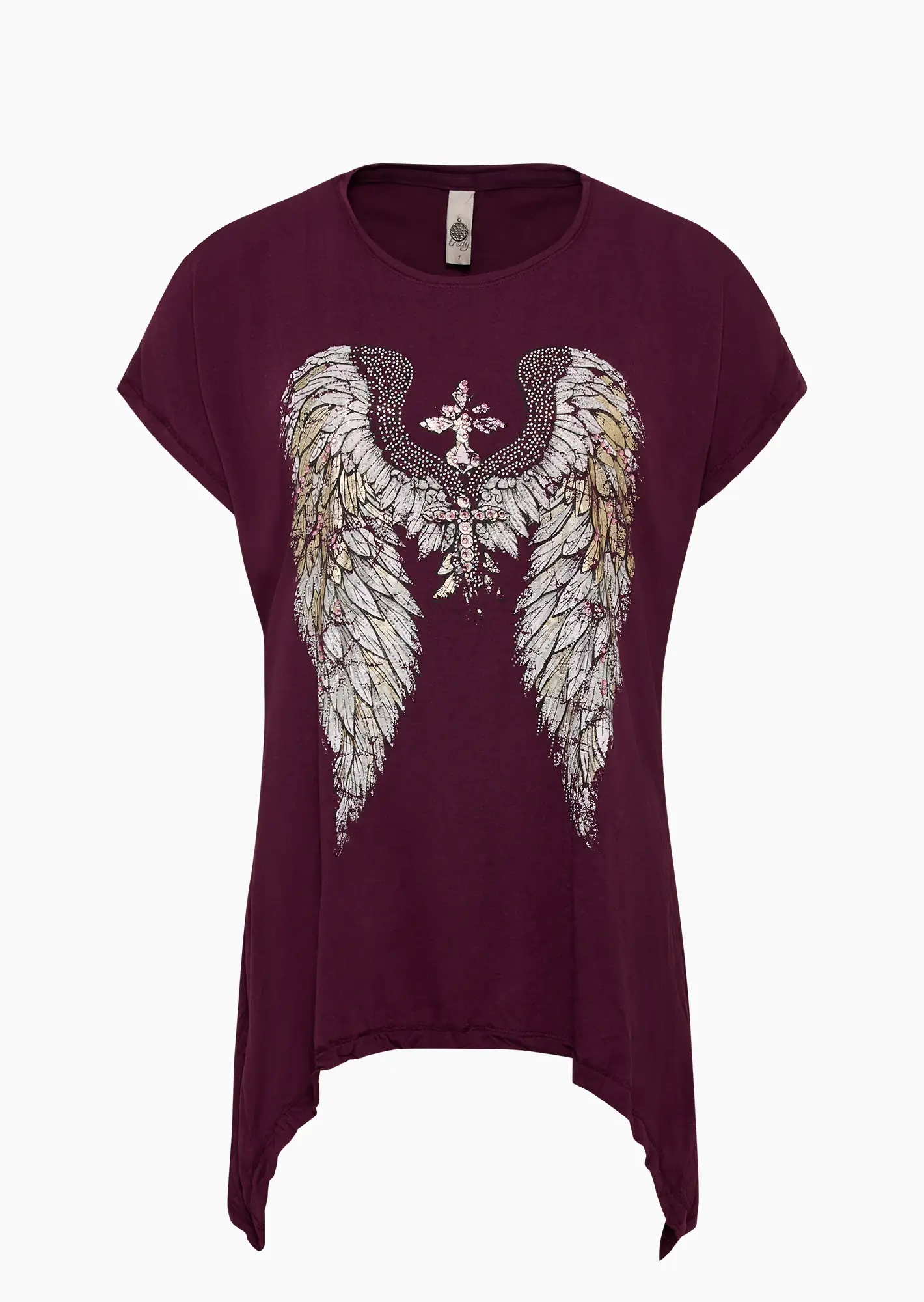 Zipfeliges Shirt mit Flügeln, plum