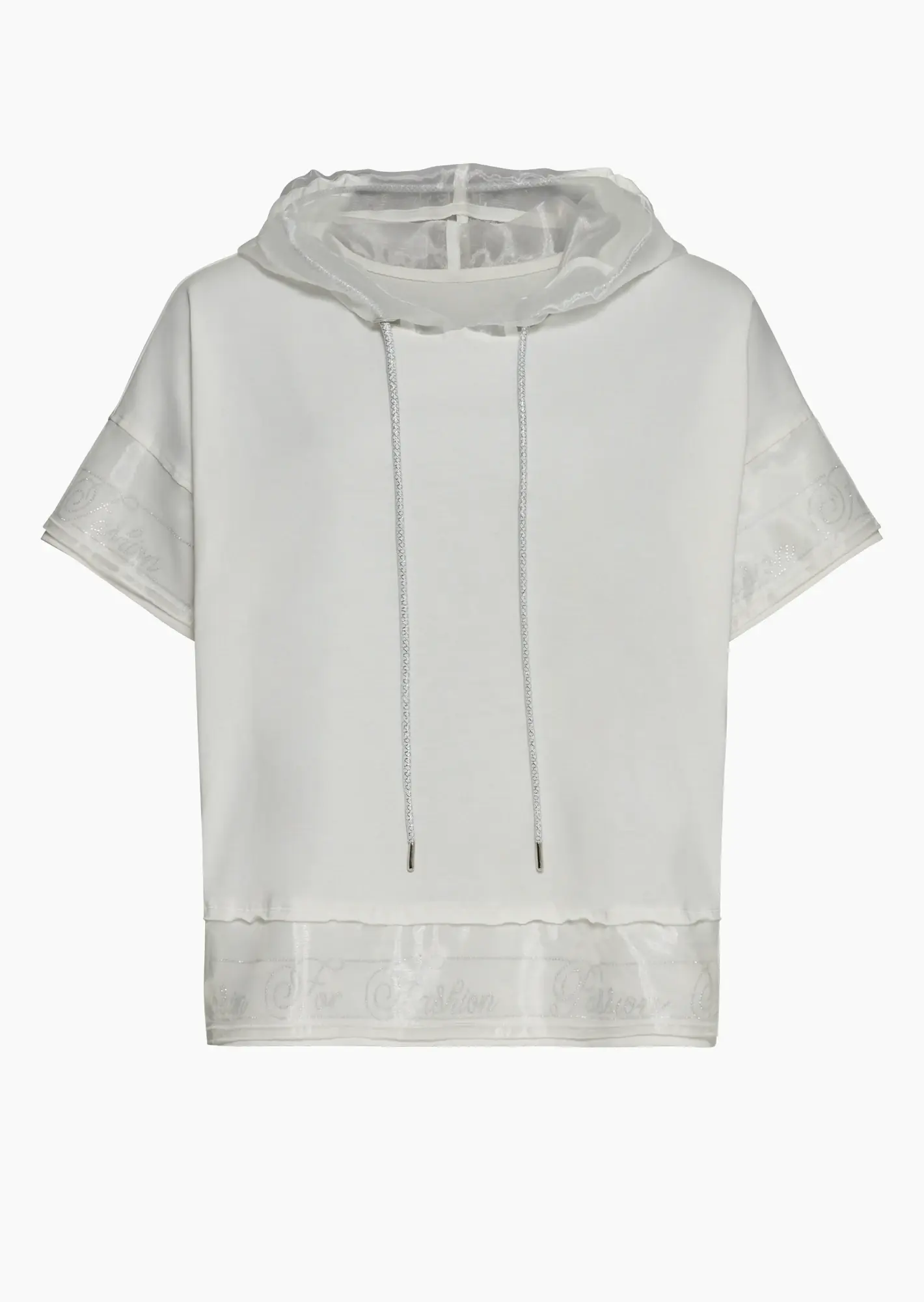Shirt mit Organzadetails, offwhite