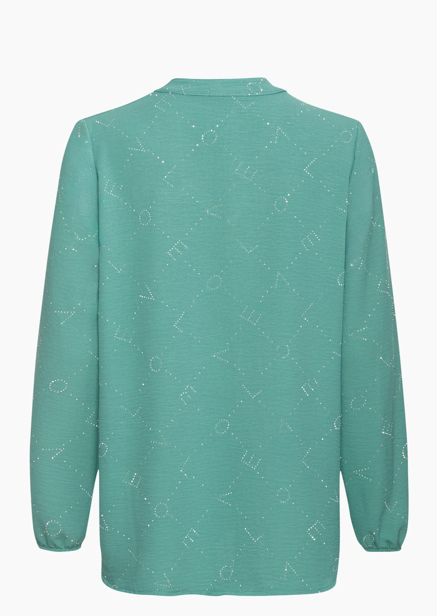 Bluse mit dekorativen Ziersteinen, misty green