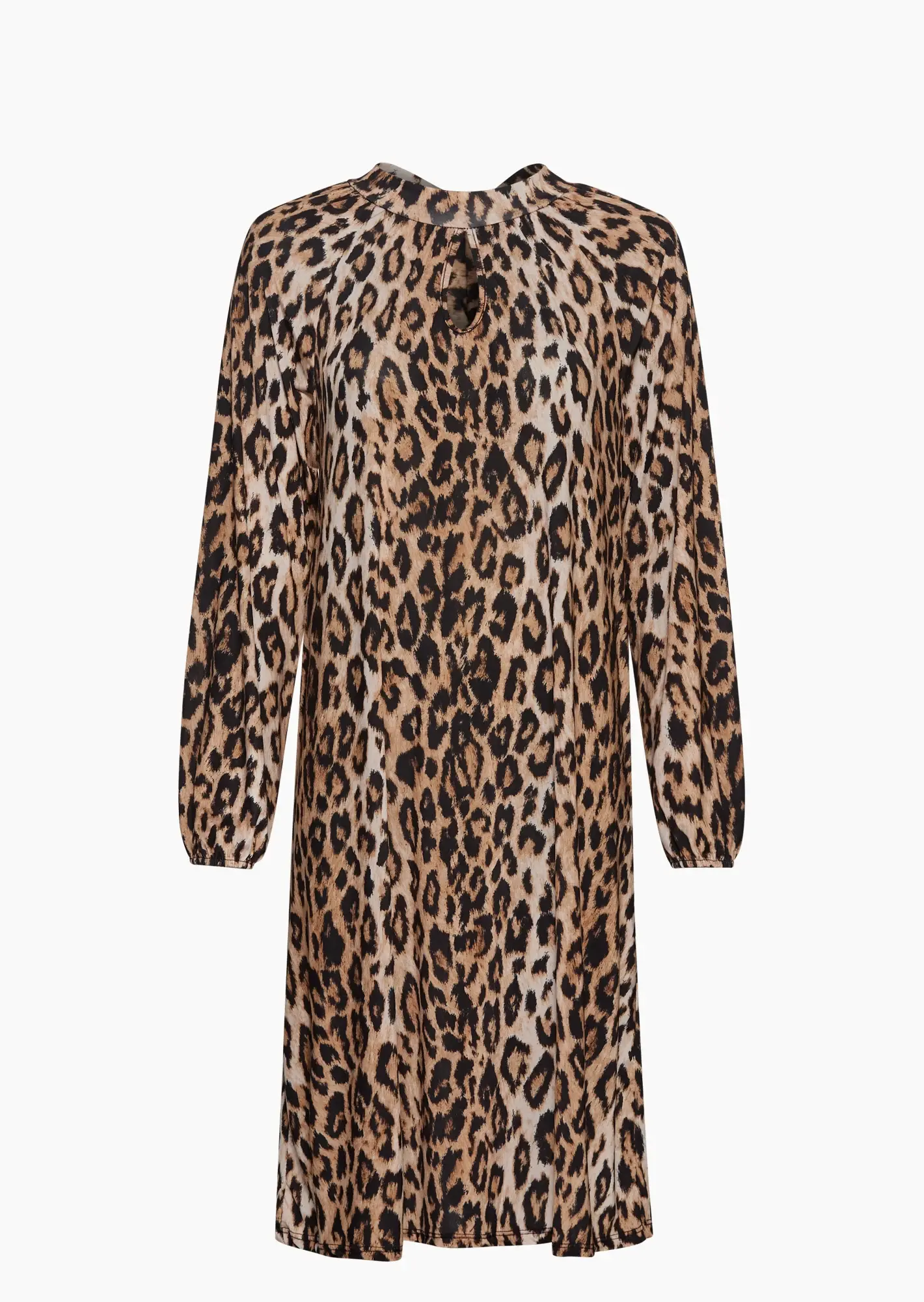 Midi-Kleid im Animalprint, cappuccino-schwarz