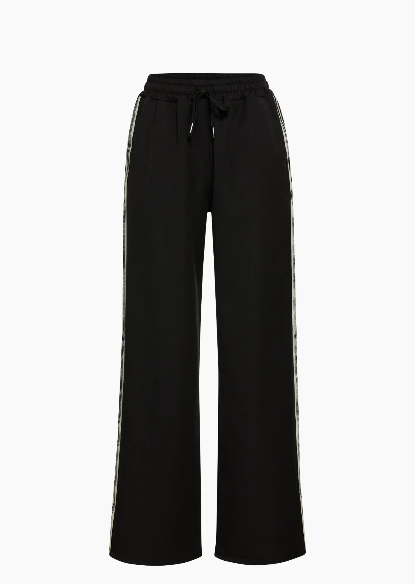 Hose Wide Leg mit Glitzer-Galonstreifen, schwarz
