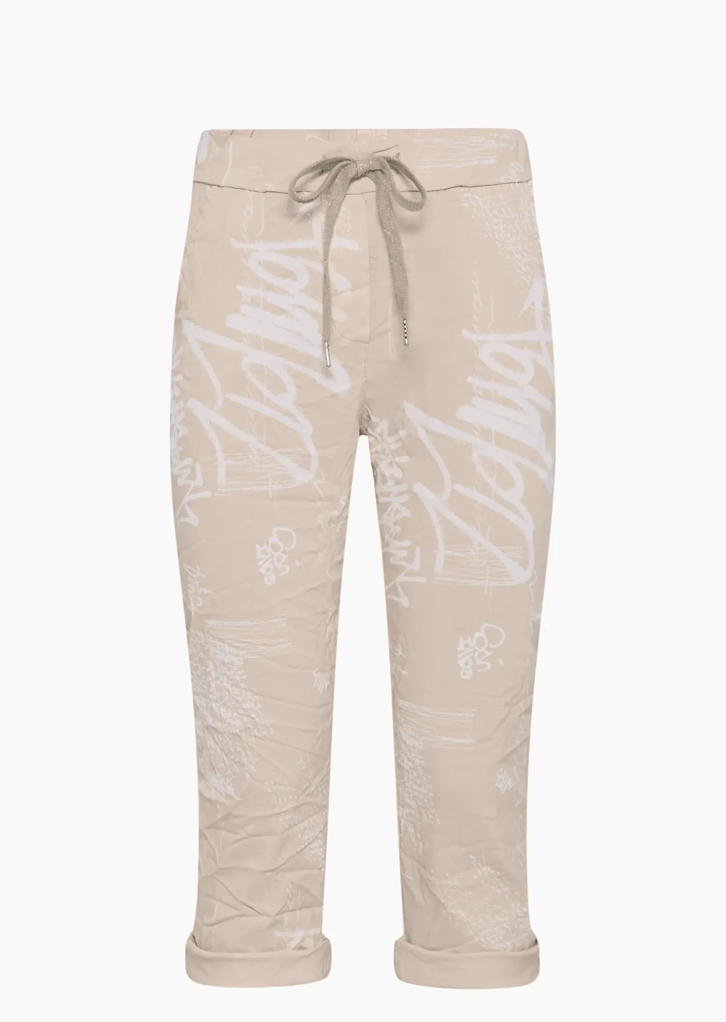 Capri-Joggpants mit Print, crema