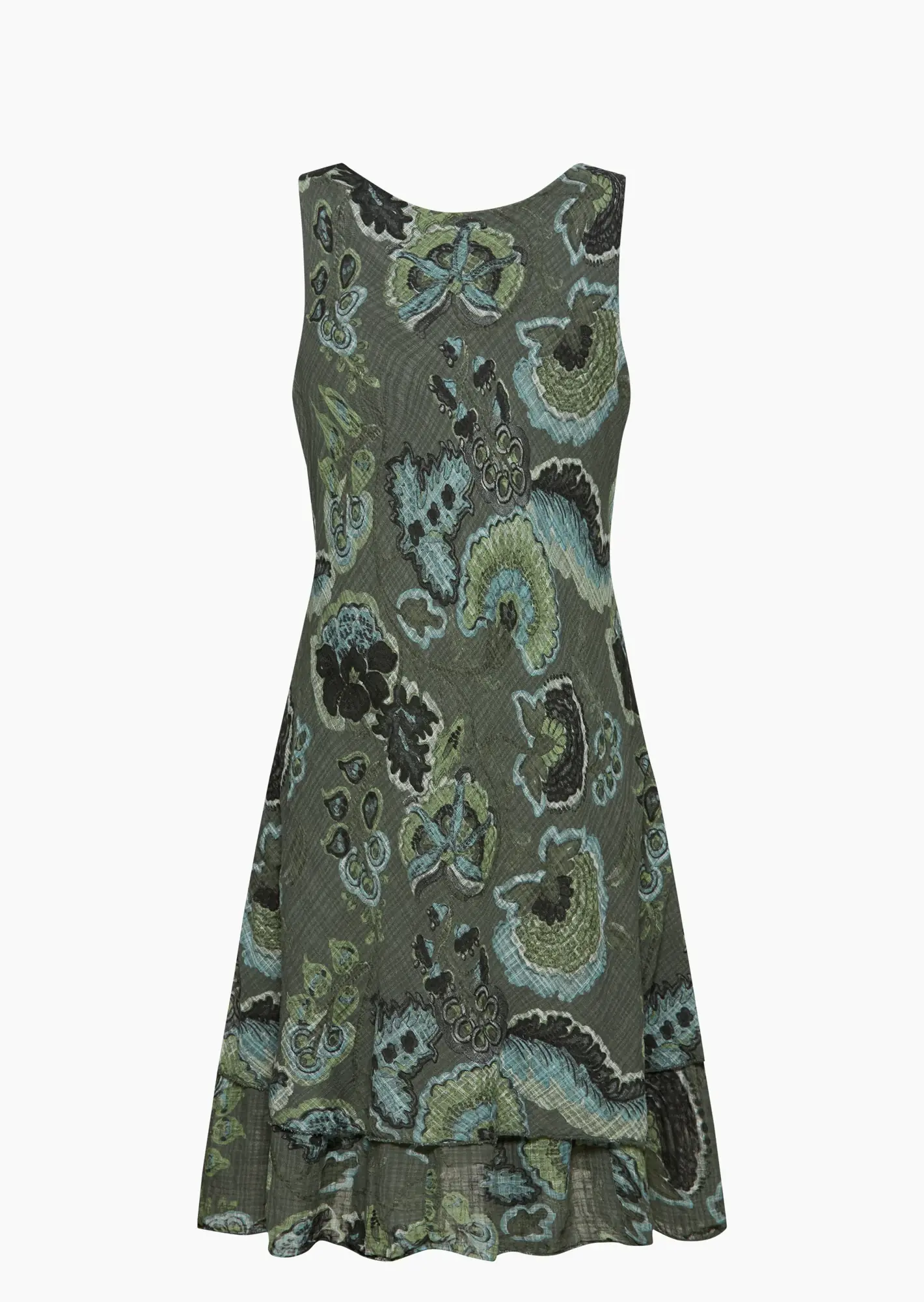 Kleid mit Volants, khaki