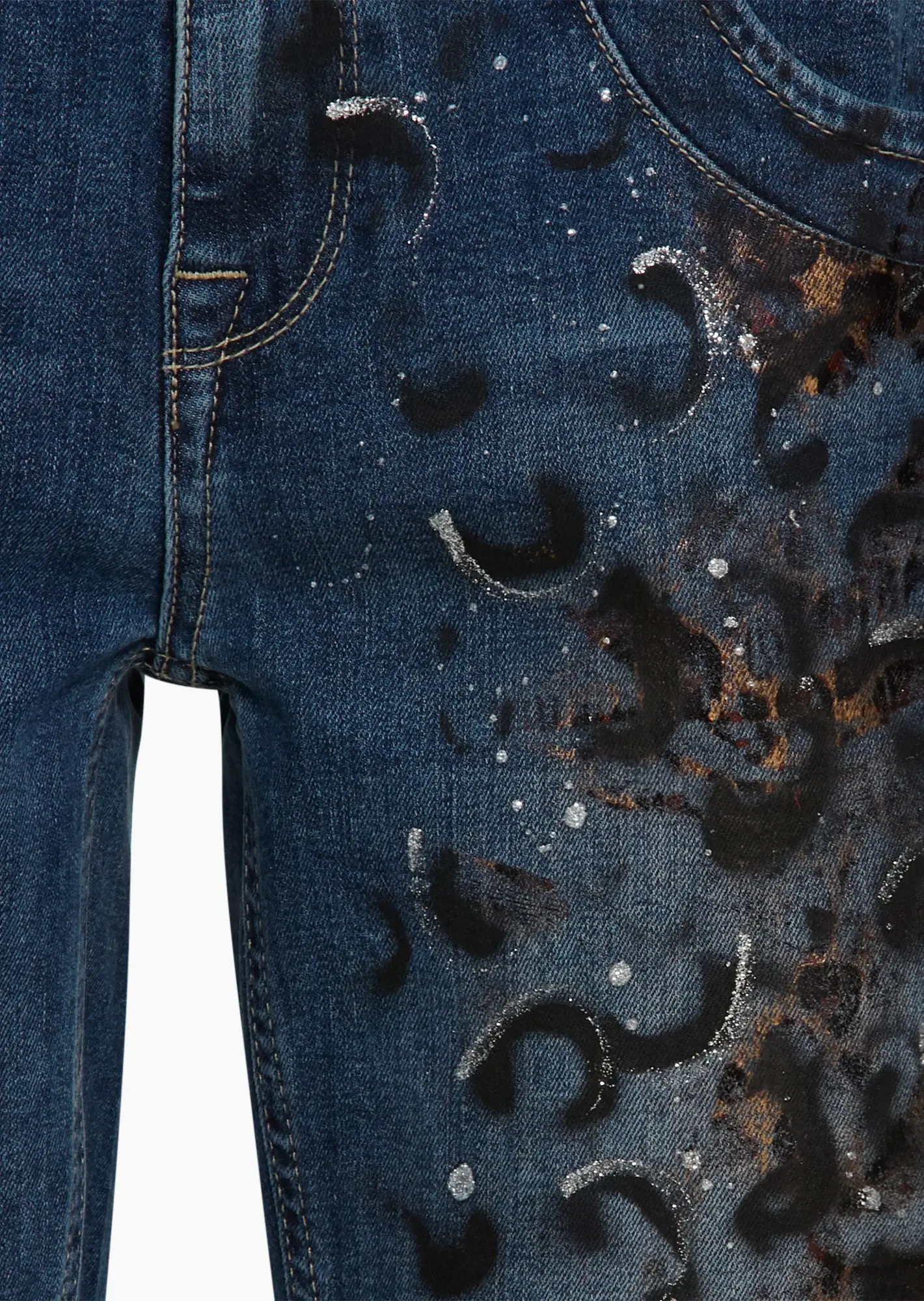 Jeans mit Print, blue denim