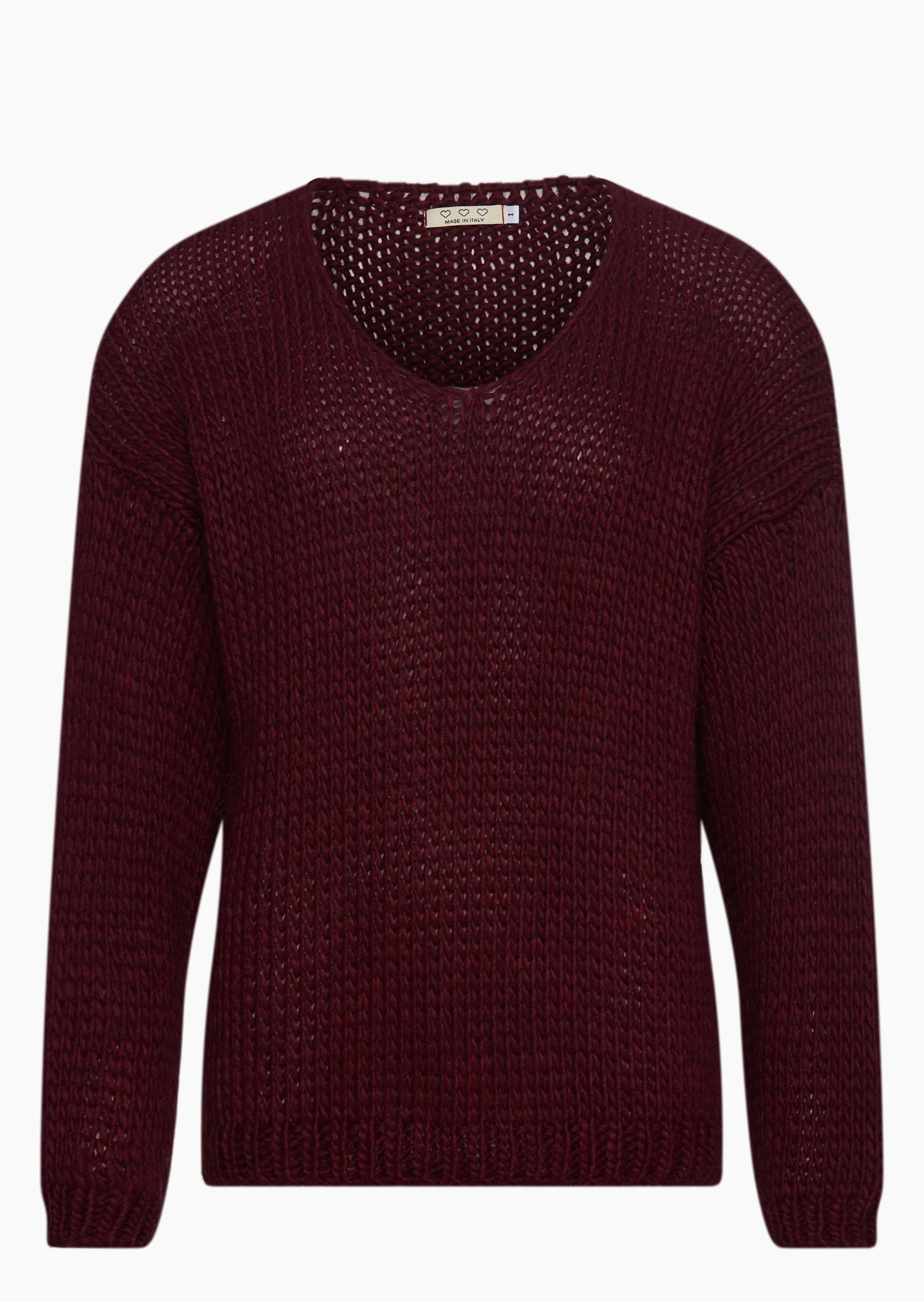 stylischer Strickpullover, burgund