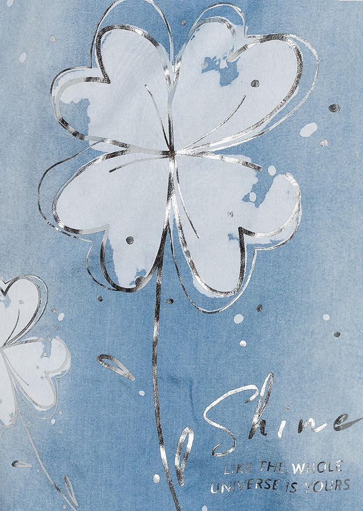 Bluse 'Kleeblatt', bleached denim