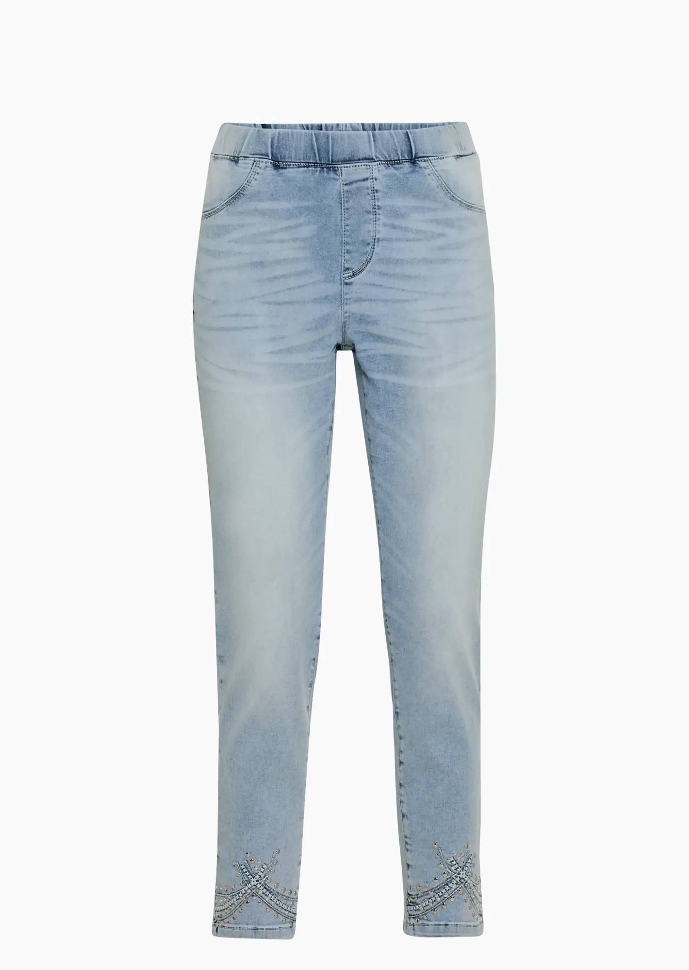Jeggings mit Ziernieten, light blue denim