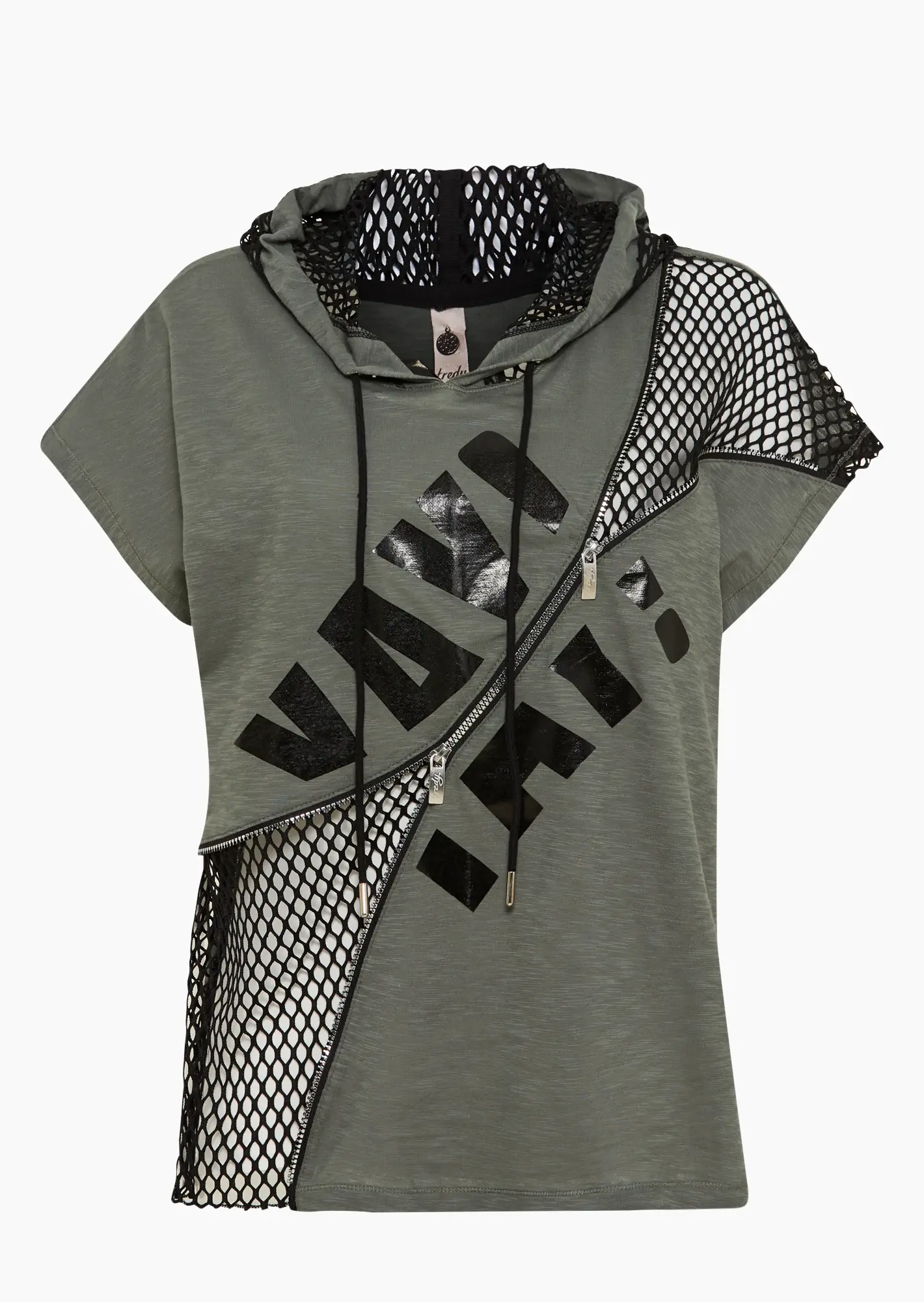Shirt mit Netz-Details, oliv