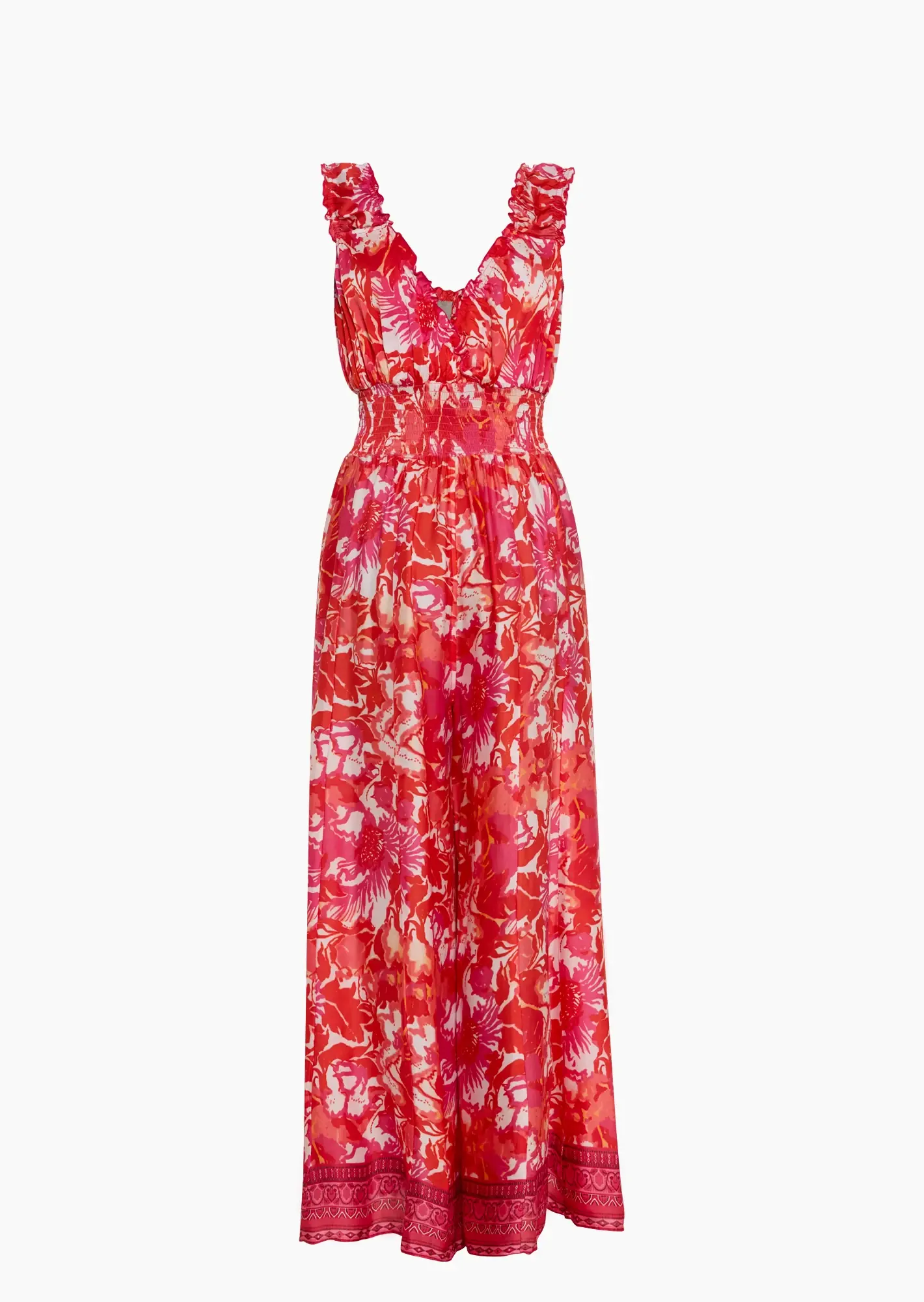 farbenfroher Jumpsuit aus Viskose-Satin, pink
