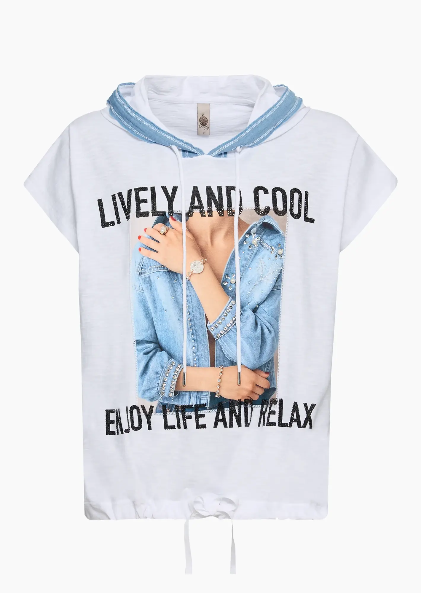 Shirt mit Perlen und Ziersteinen, weiß