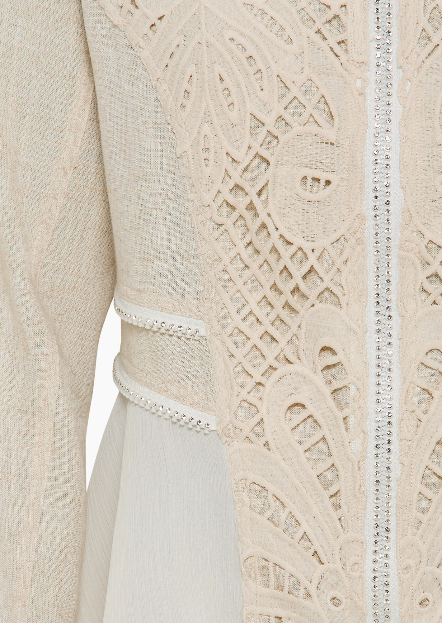 Blazer mit Häkeldetails & Ziersteinen, sand-melange