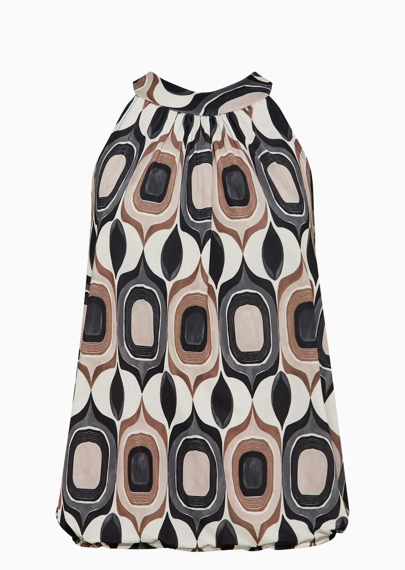 Neckholdertop gemustert, schwarz-taupe