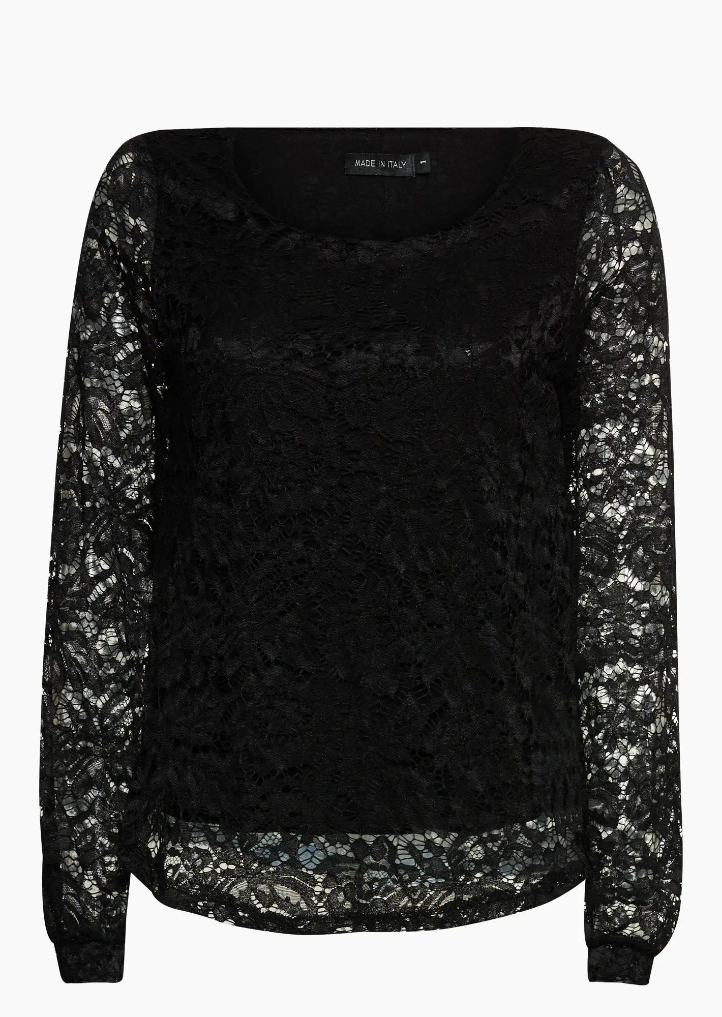 Shirt mit Alloverspitze, schwarz