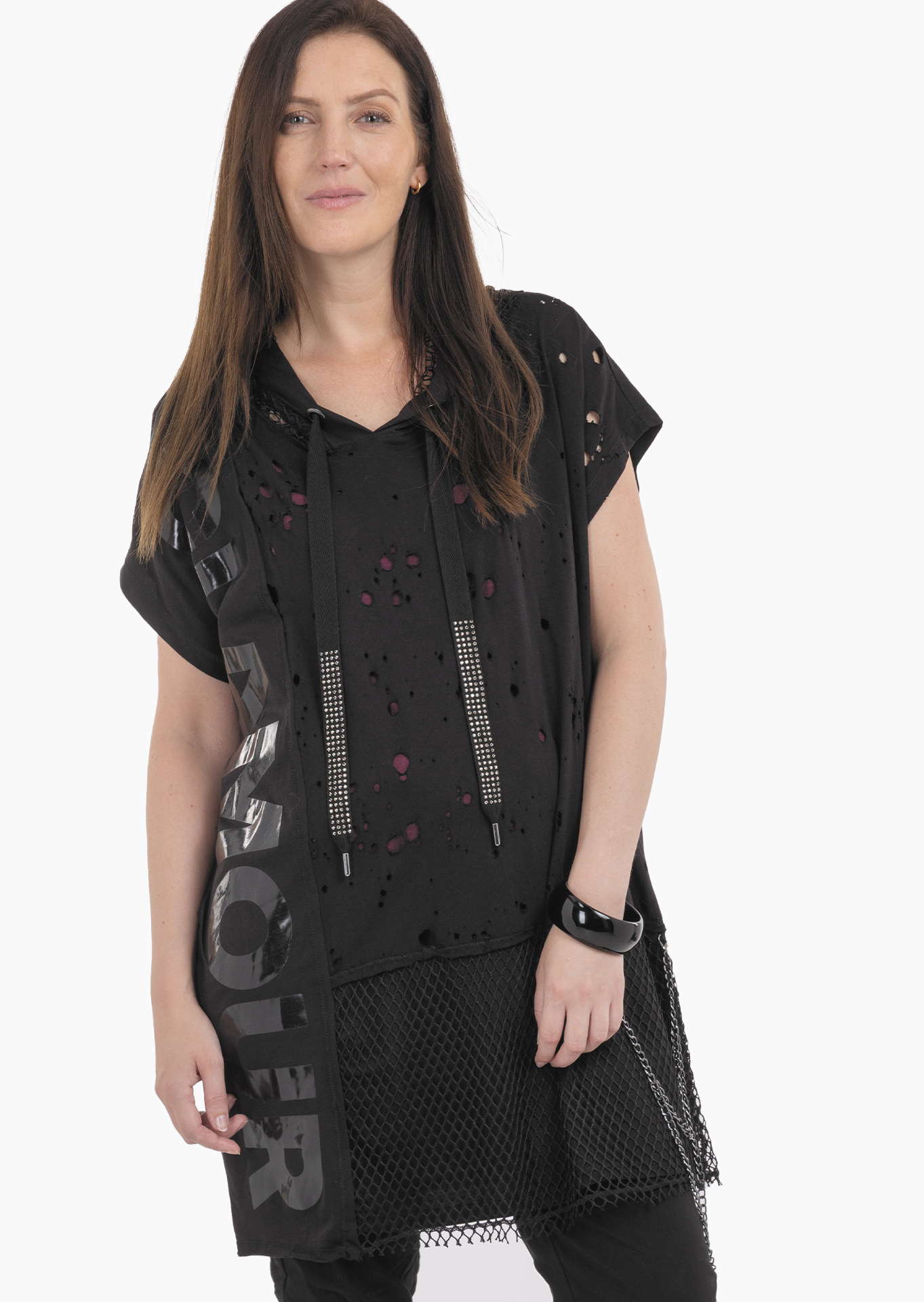 Shirt 'Glamour', schwarz