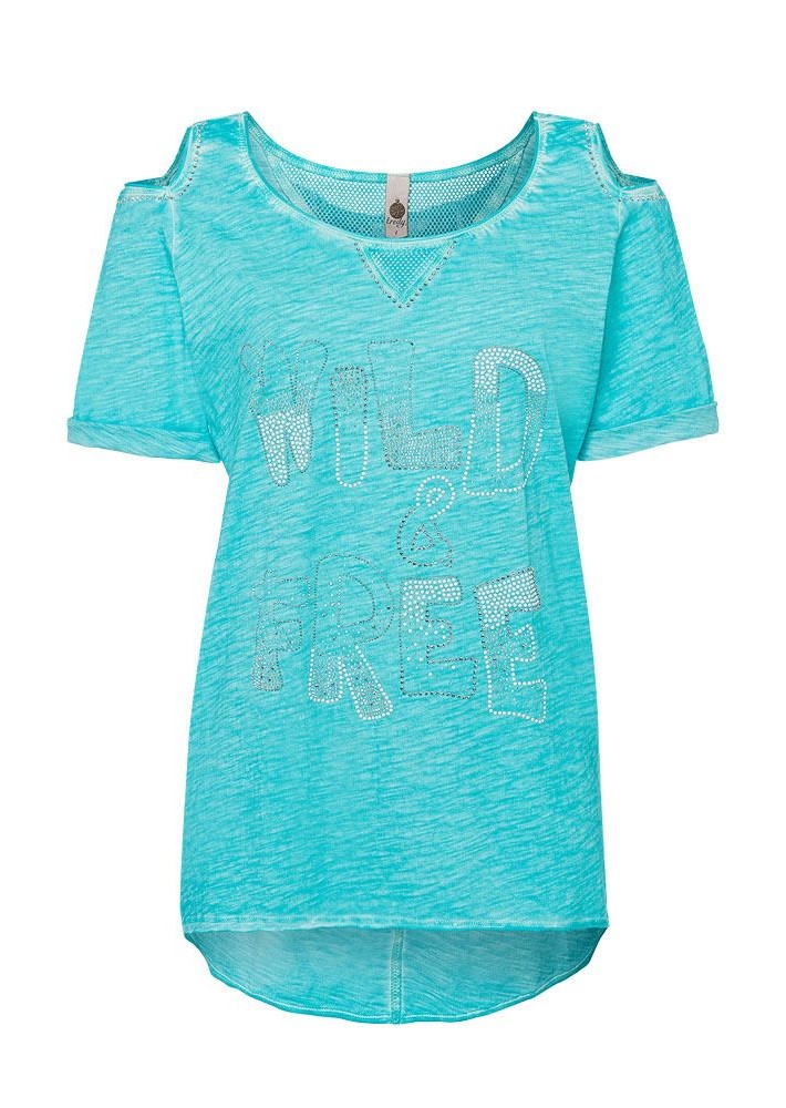 Shirt 'Wild & free', blue fluro