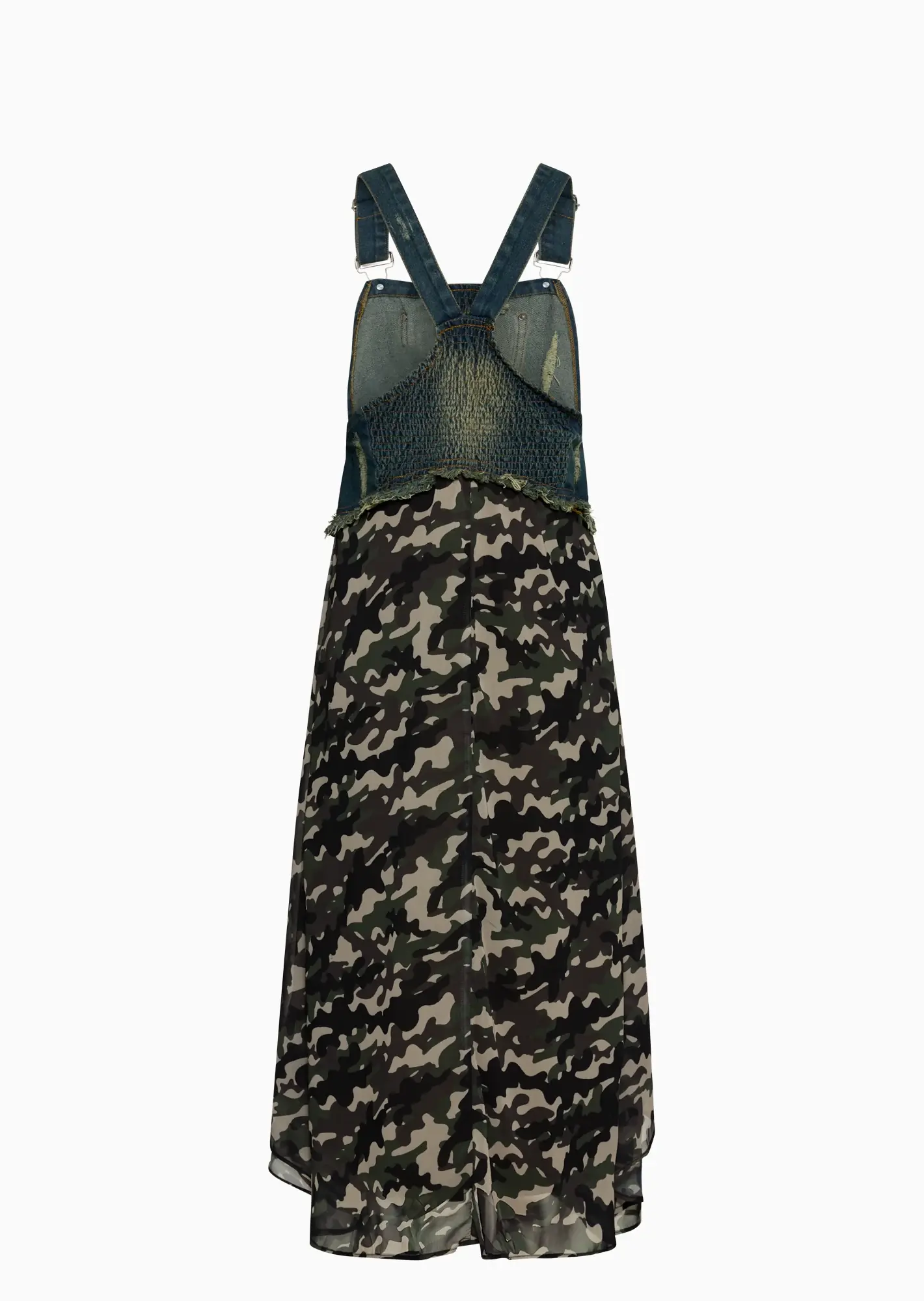 Latzkleid im Denim- & Camouflagestyle, oliv