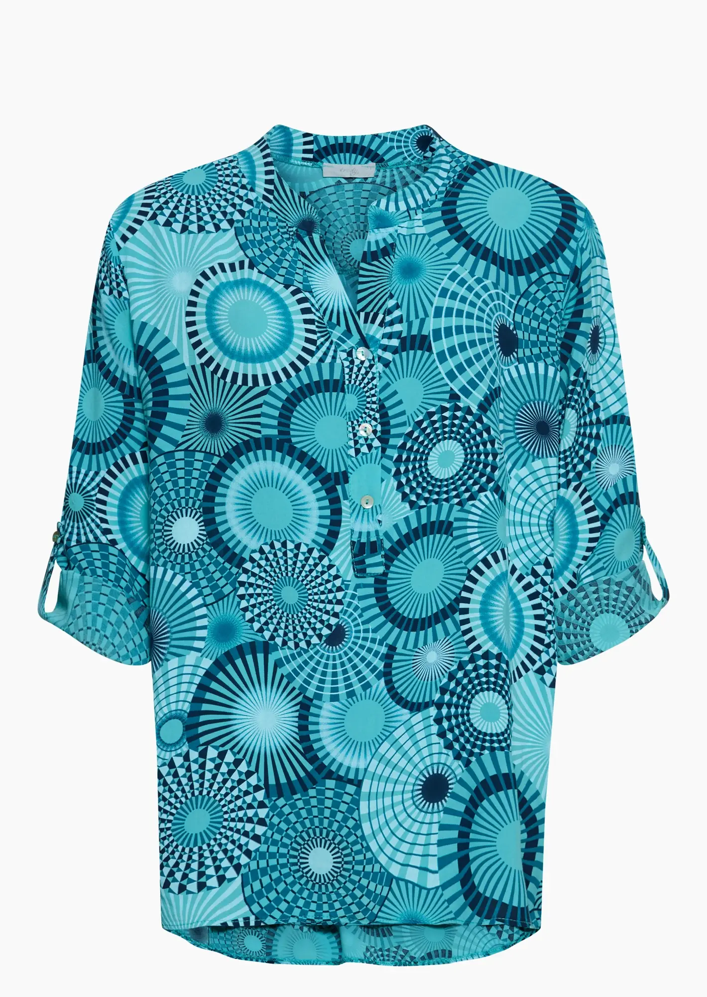 Bluse im Alloverprint, türkis