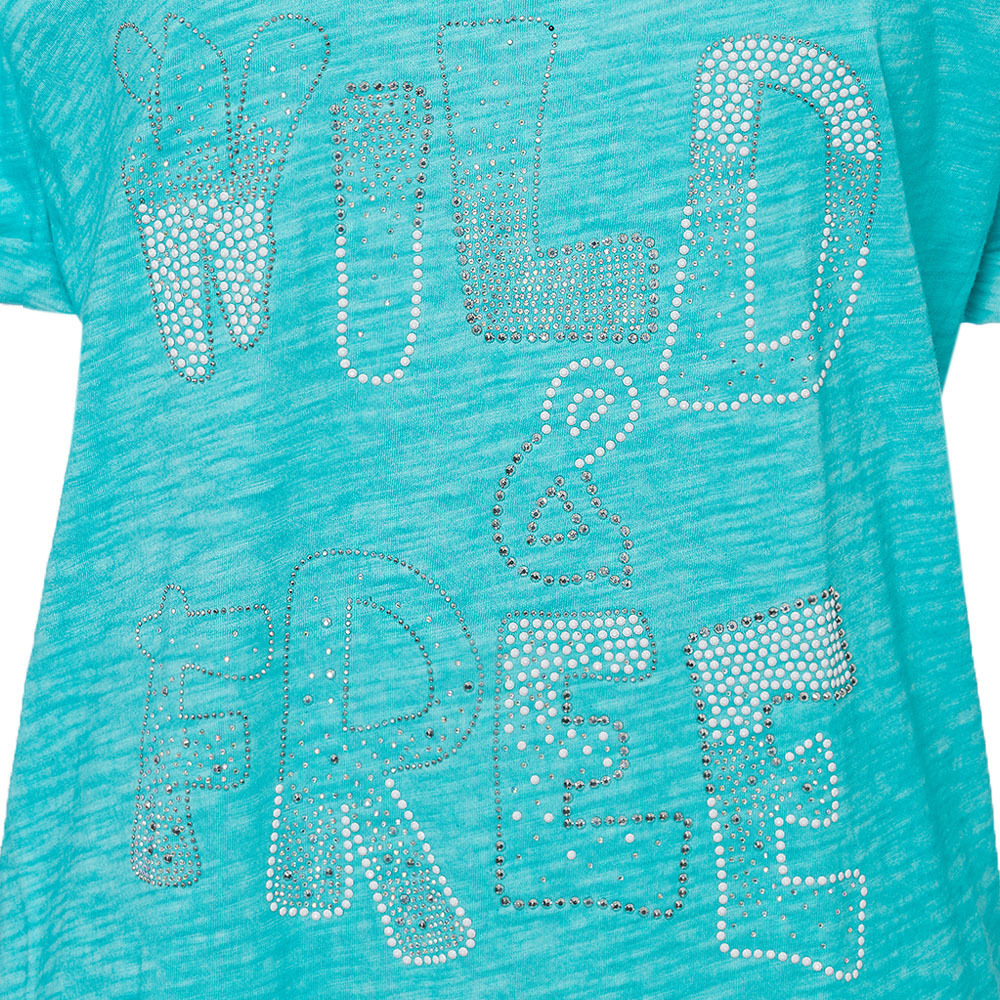 Shirt 'Wild & free', blue fluro