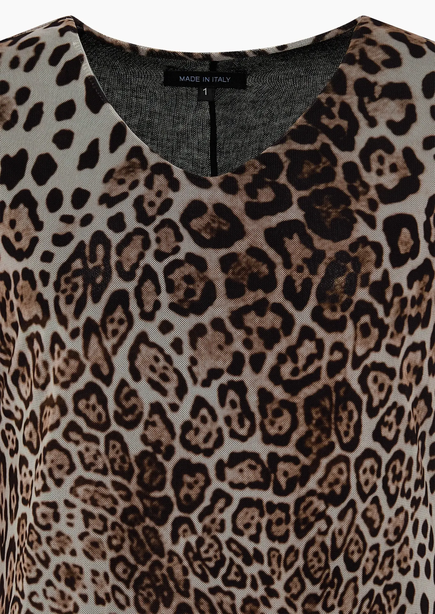 Midi-Kleid im Alloverleoprint, schwarz-crema