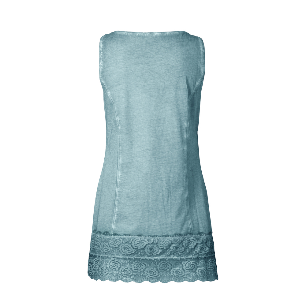 Basic Top aus Baumwolle mit Spitze 76 cm, mint cream