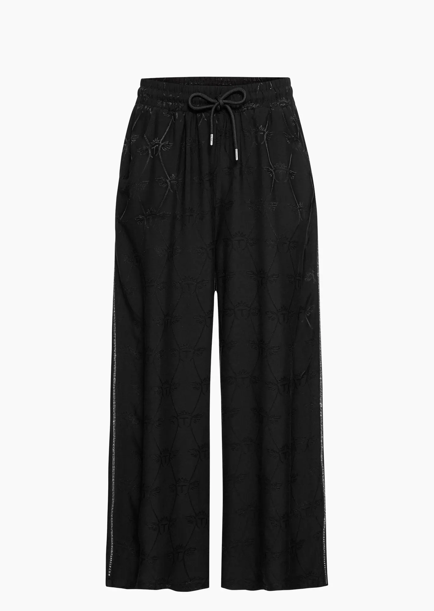 Wide Leg Viskose-Hose, schwarz