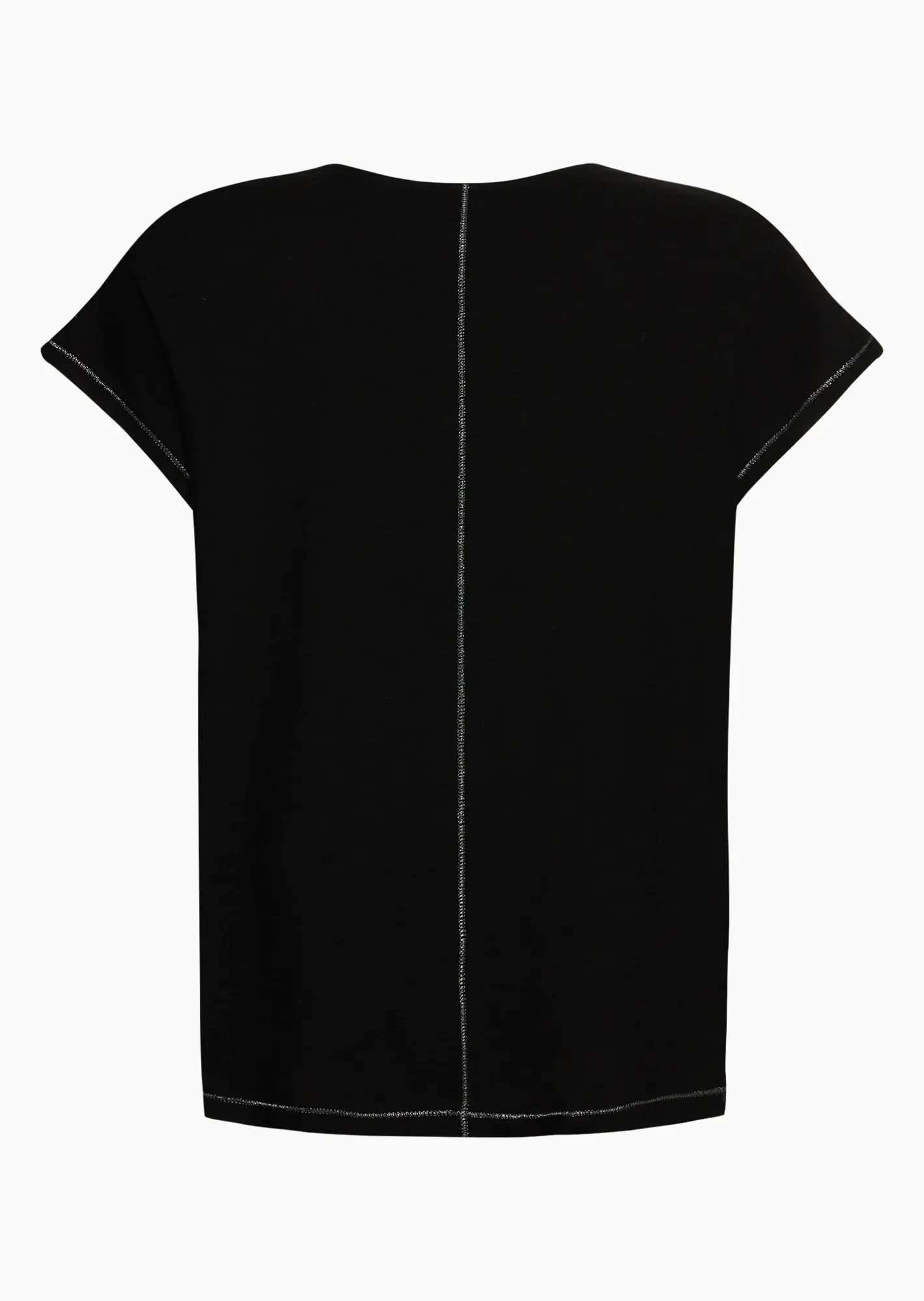 Shirt mit dekorativem Print & Ziersteinen, schwarz