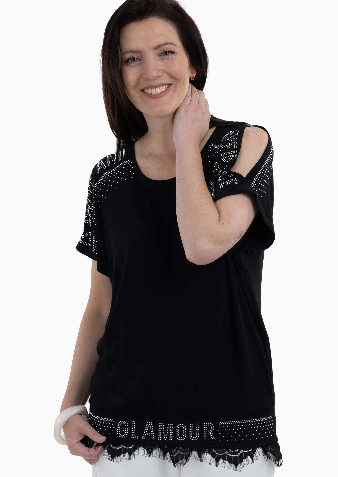 Shirt 'Glamour', schwarz