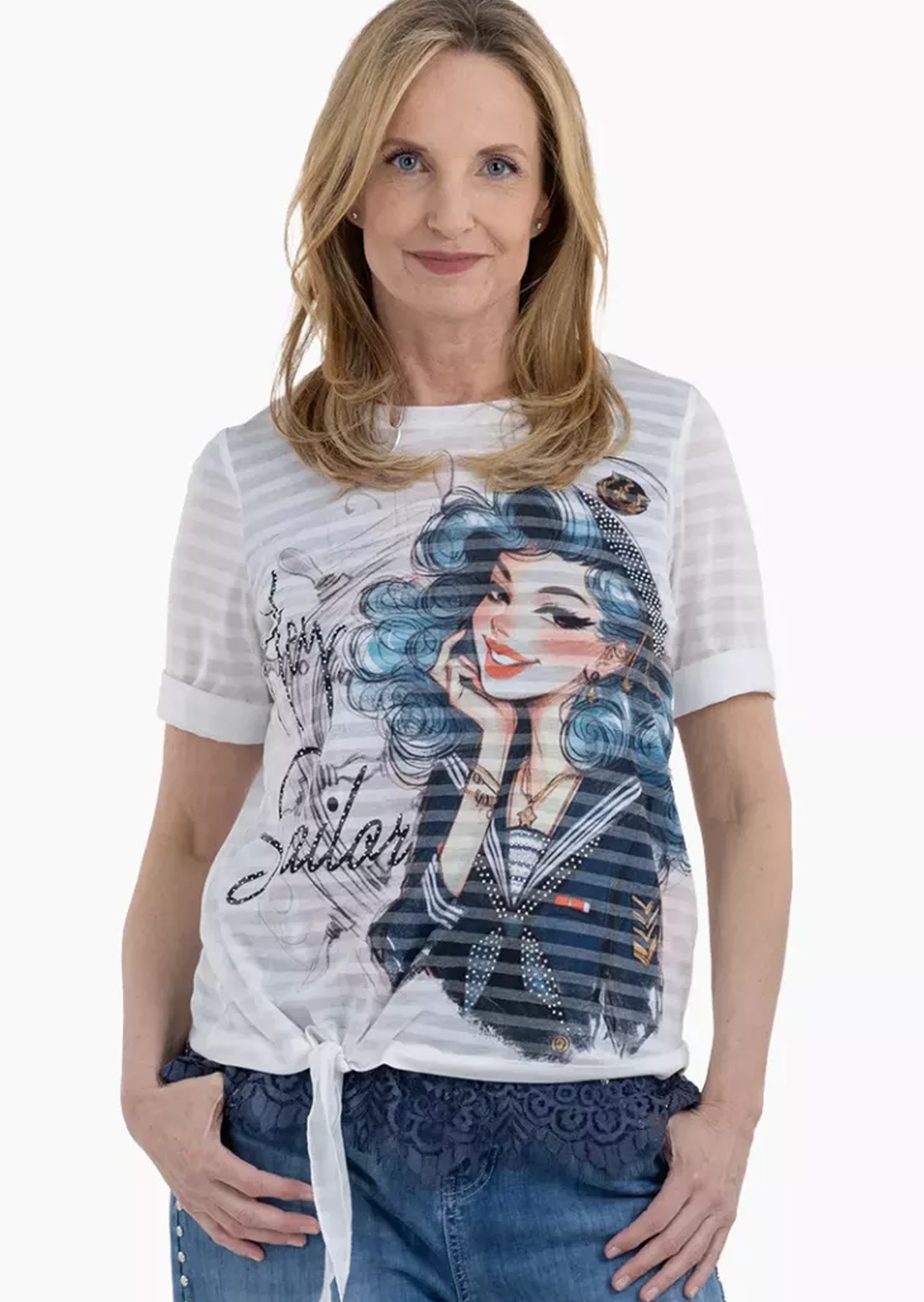 Shirt mit Knoten, offwhite