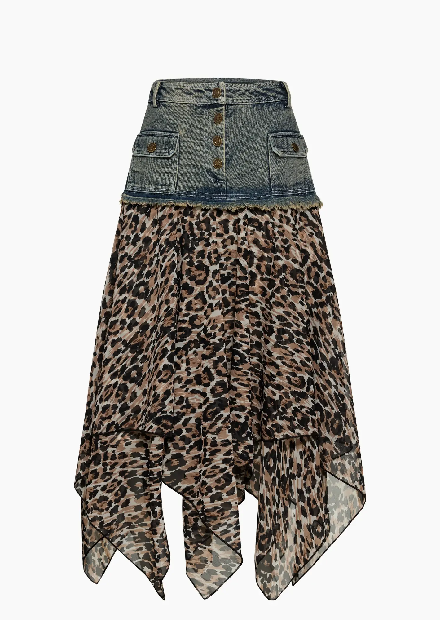 Rock mit Denim und Leodesign, crema-blue denim