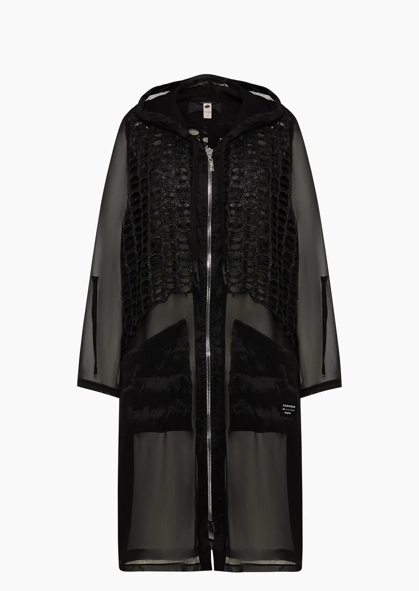stylischer Mantel mit Highlights, schwarz