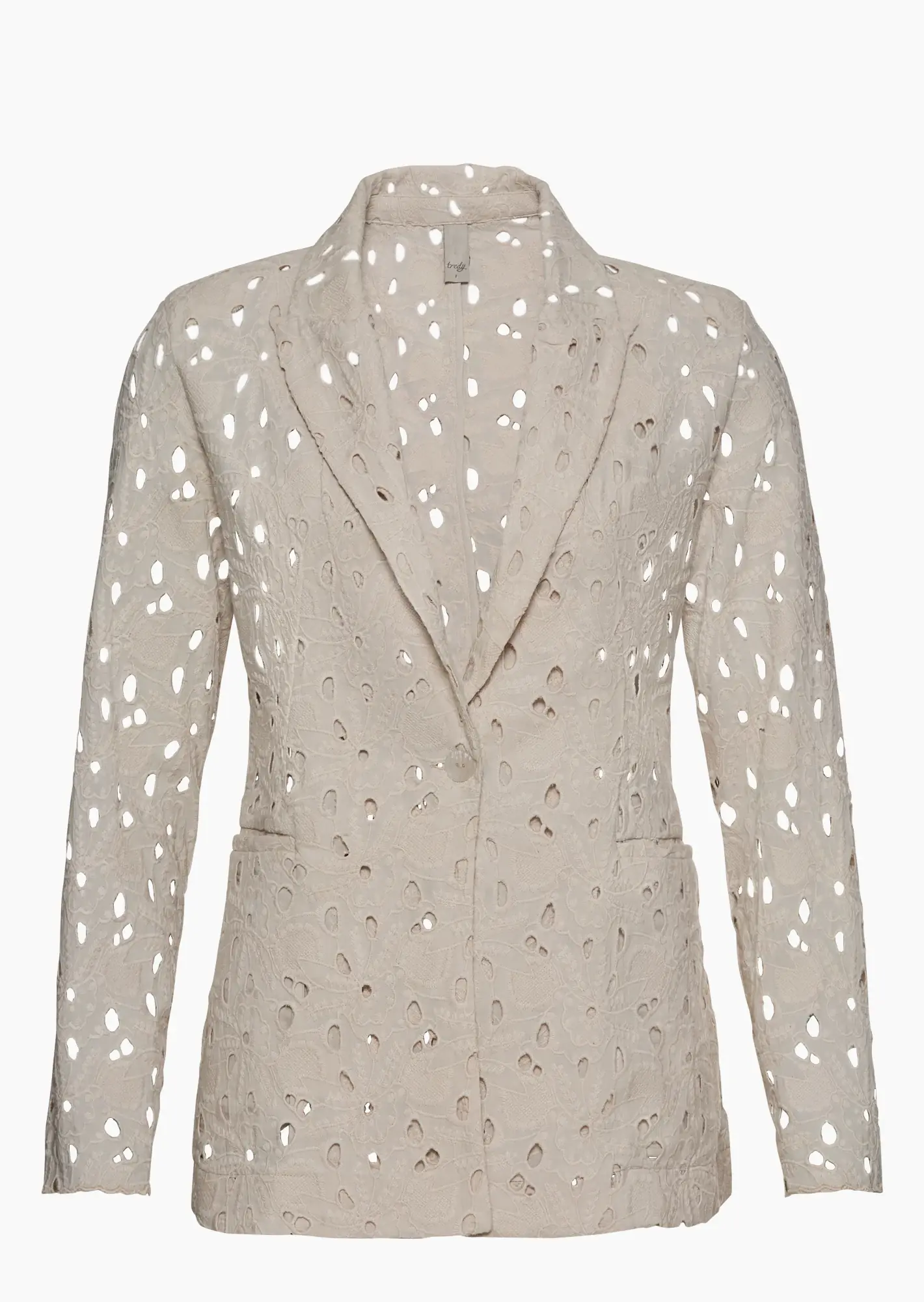 Blazer mit Lochstickerei, sand