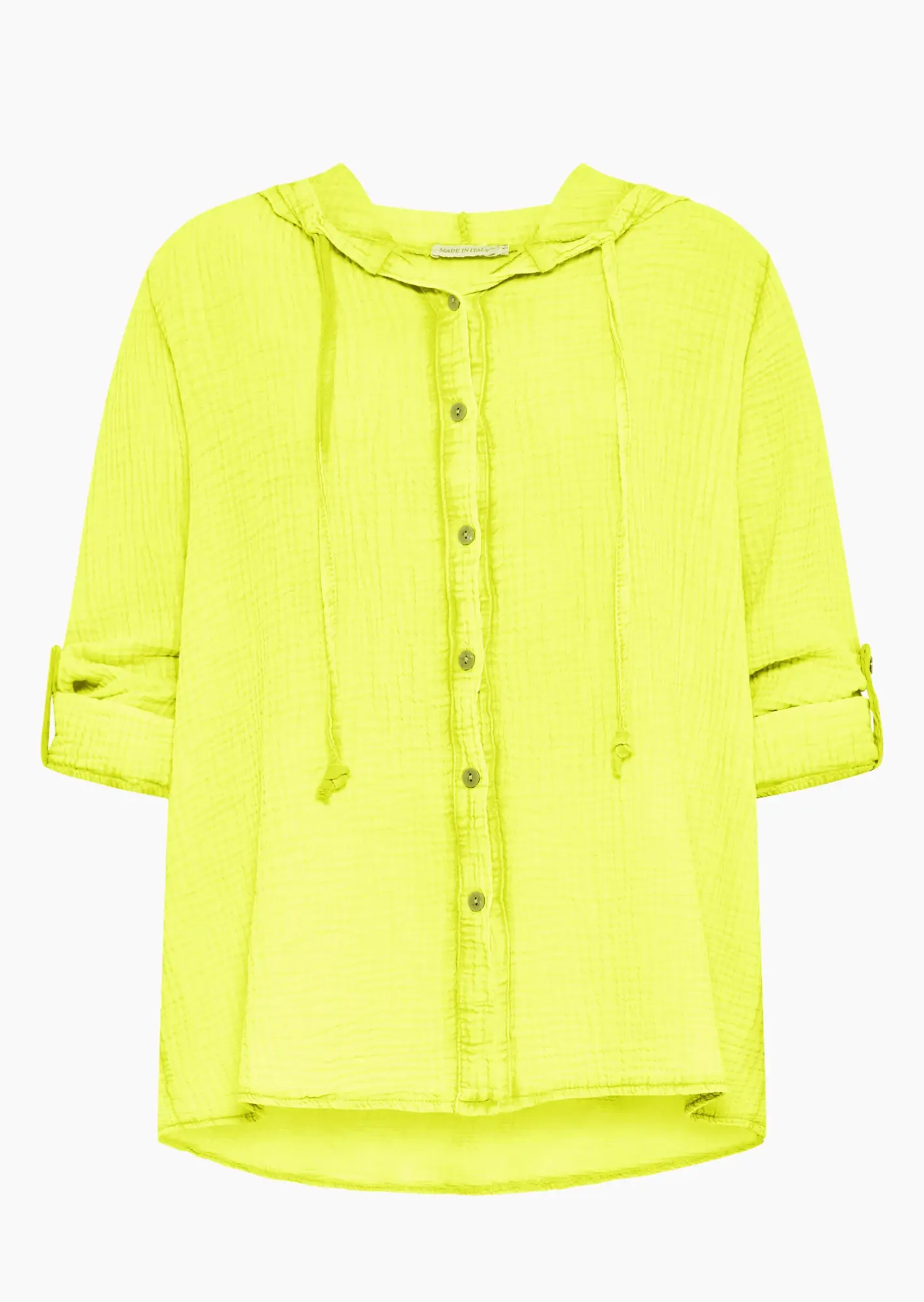 Musselin-Bluse mit Kapuze, neongelb
