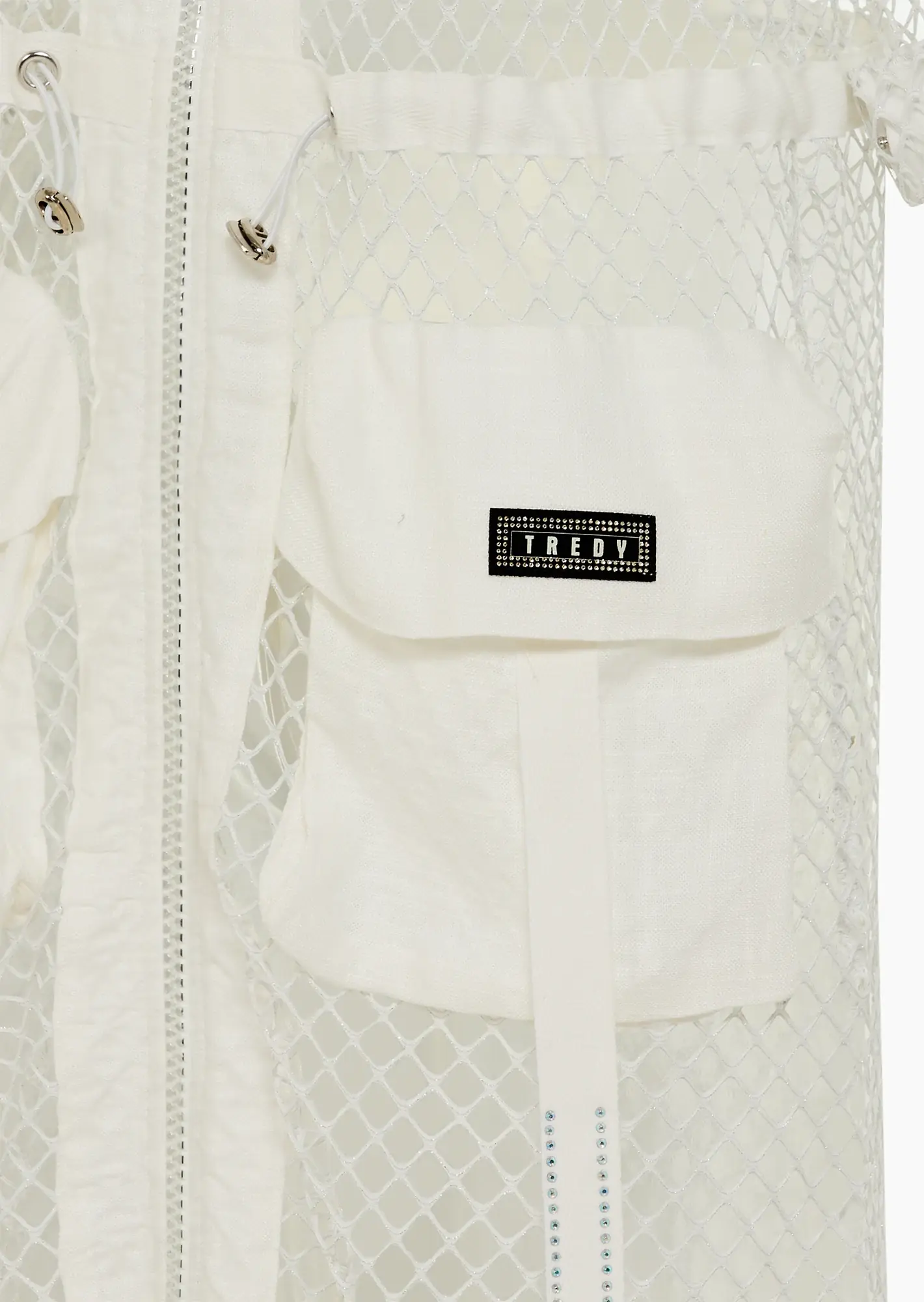 Leinen-Tencel-Mantel mit grobem Netz, offwhite