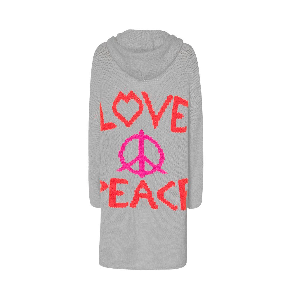Strickjacke mit Lettering, silber-melange