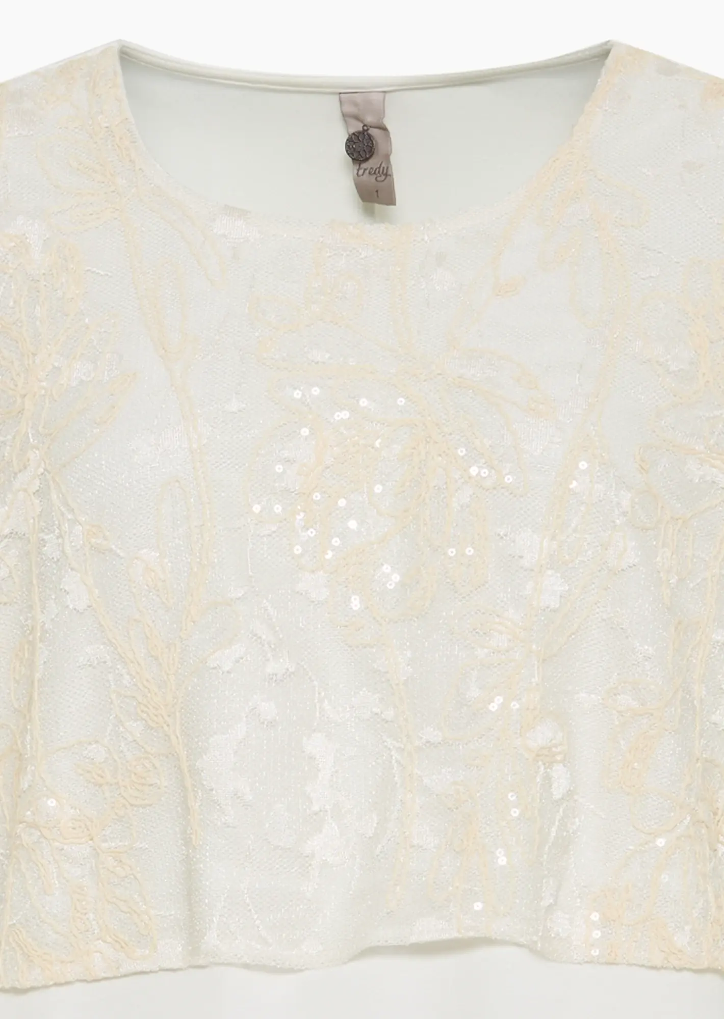 Shirt mit dekorativer Spitze, offwhite
