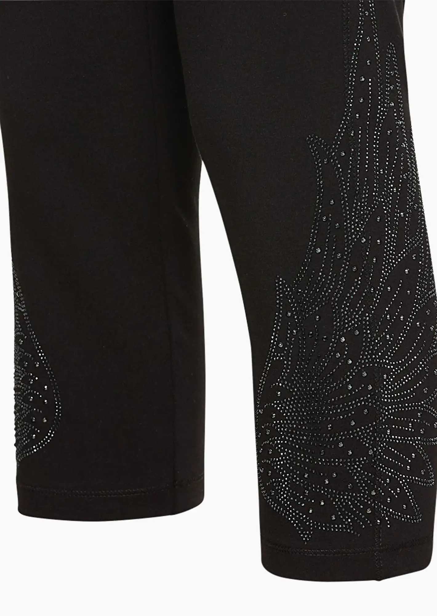 Capri-Leggings mit Ziersteinen, schwarz