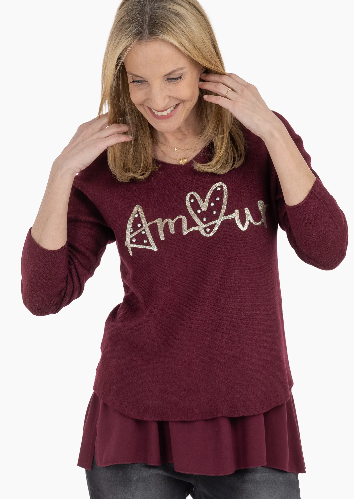 Strickpullover 'Amour', burgund