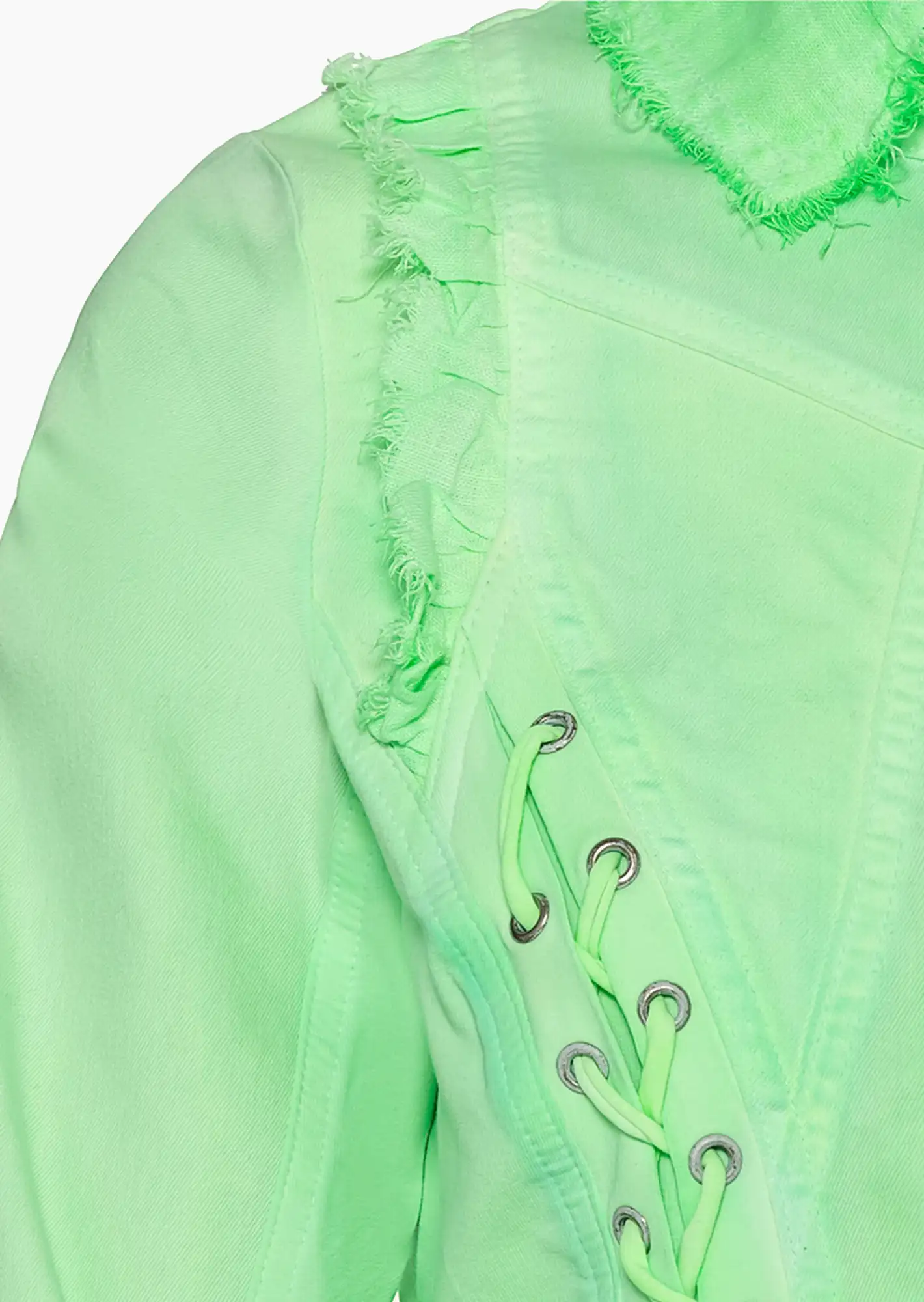 Jeansjacke mit Kreuzschnürung, green glow
