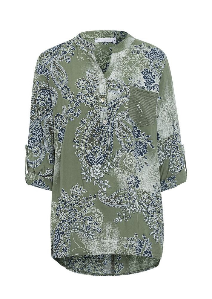 Bluse mit Pailletten, salbei