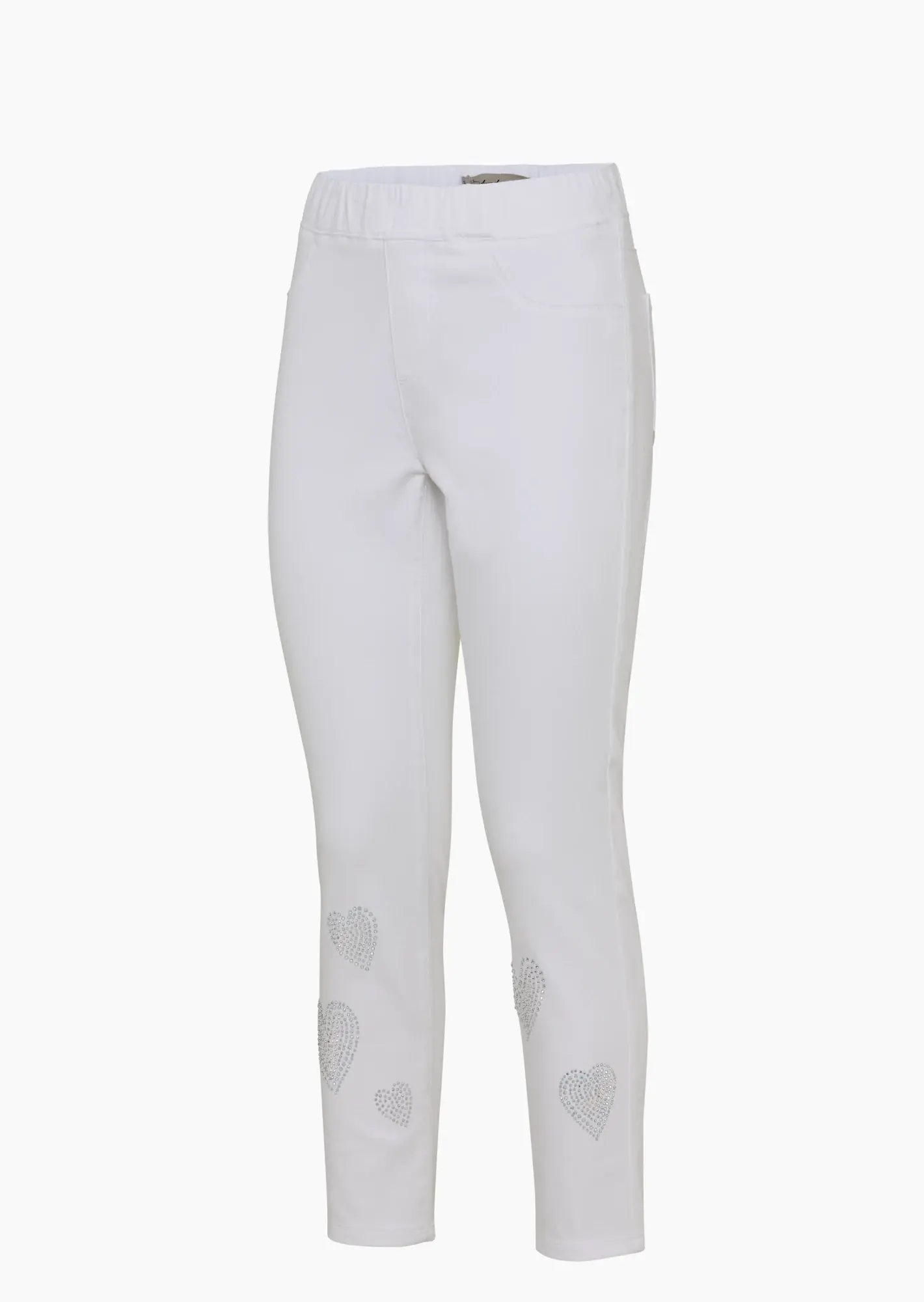 Jeggings mit Ziersteinapplikationen, weiß
