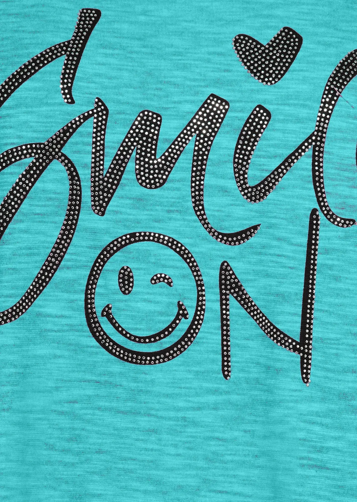 Shirt mit Glitzerlettering, türkis