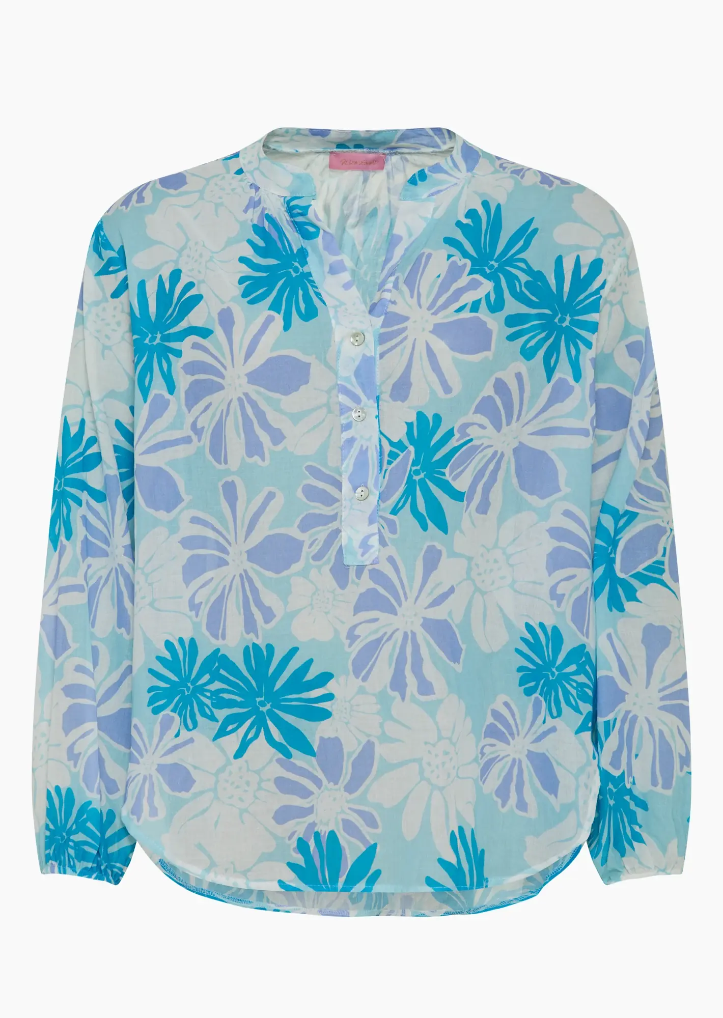 leichte Bluse mit floralem Print, blau