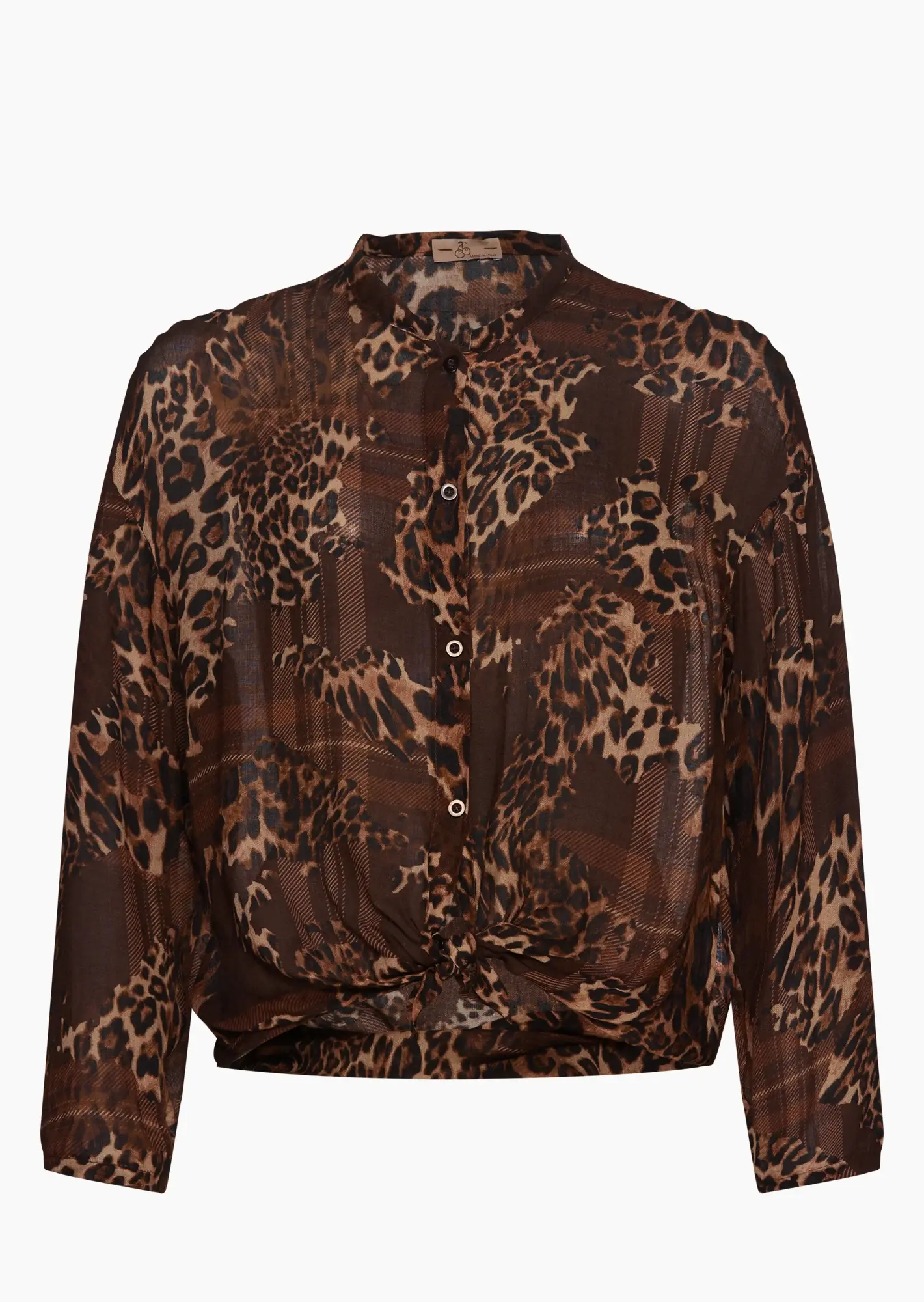 Bluse mit Knoten, mocca