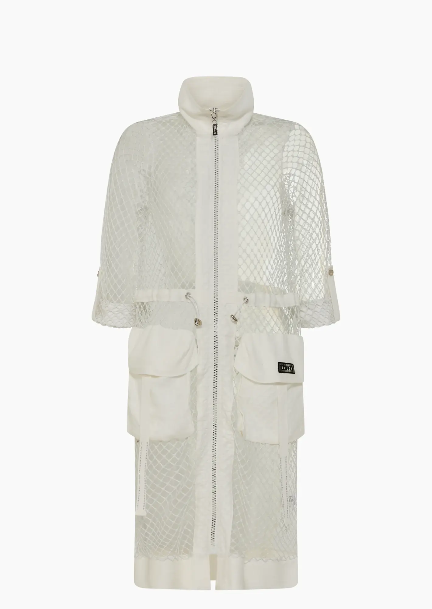 Leinen-Tencel-Mantel mit grobem Netz, offwhite